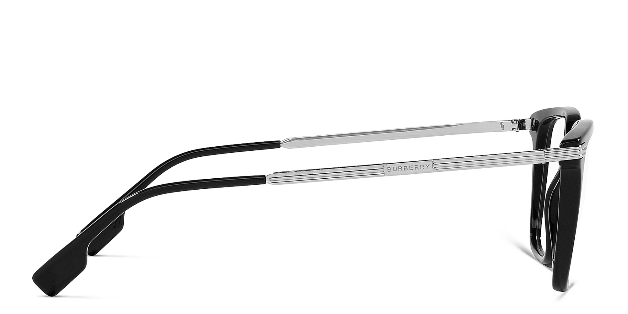 Shop BURBERRY Wide Square Eyeglasses in Black online.