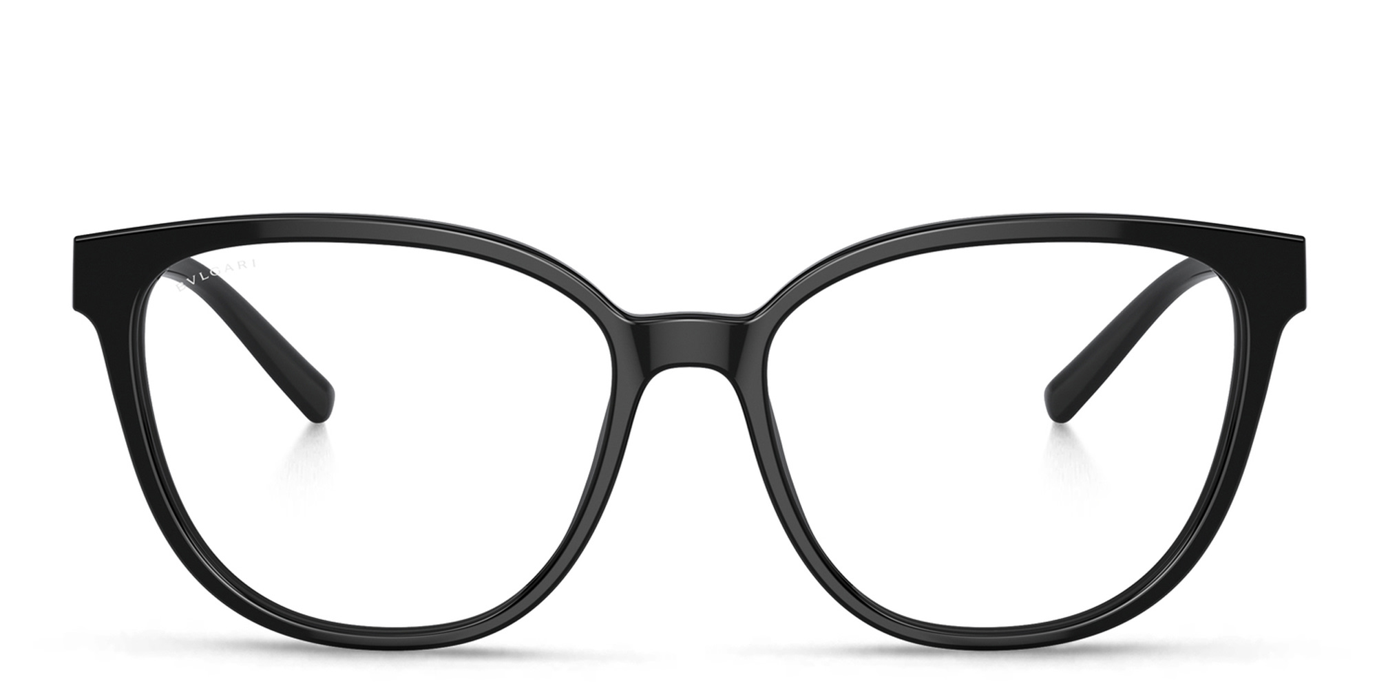 Shop BVLGARI Square Eyeglasses in Rubber Black online.