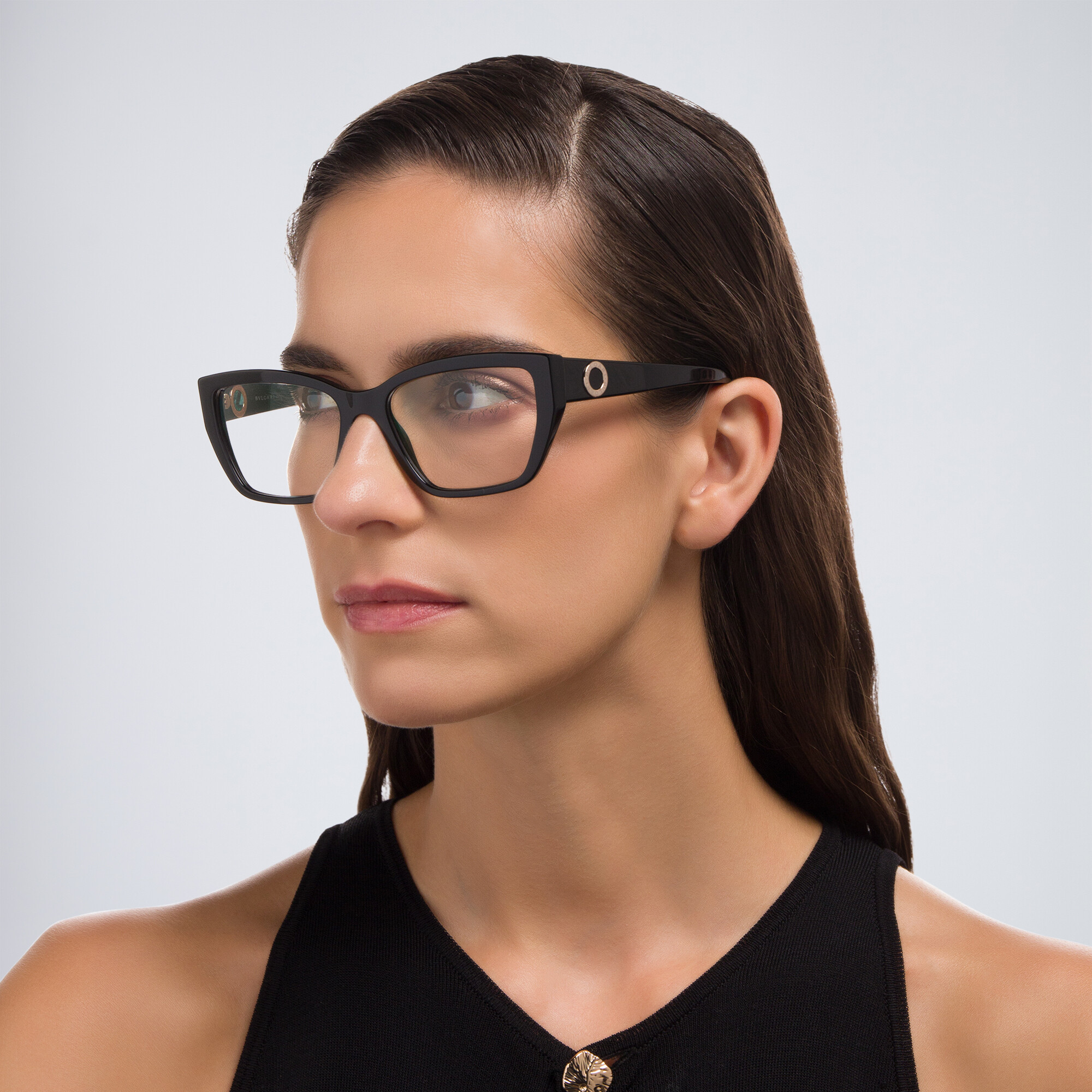 BVLGARI Wide Cat-Eye Eyeglasses in Black – Product Photo 5