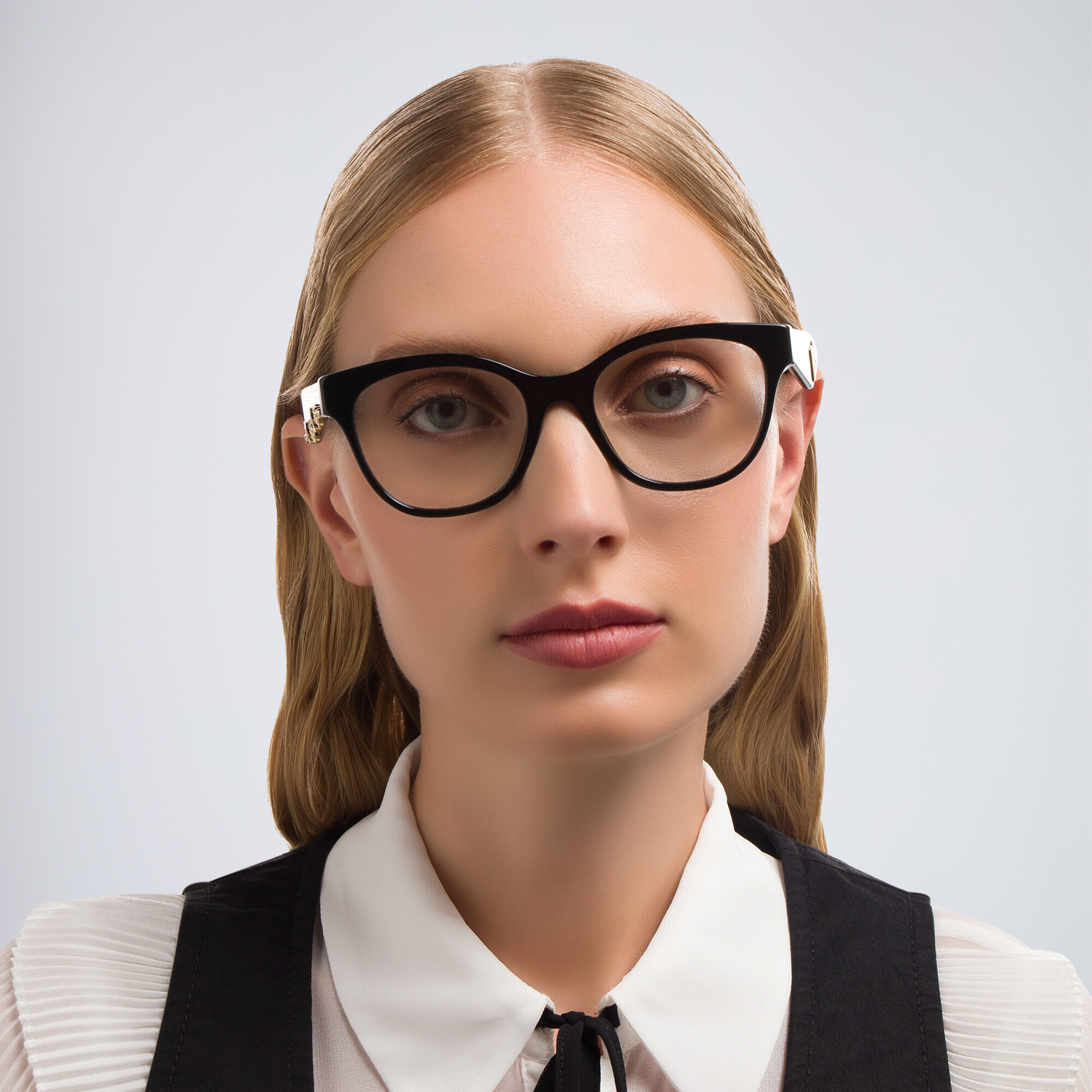Shop Dolce & Gabbana Panthos Eyeglasses in Black online.