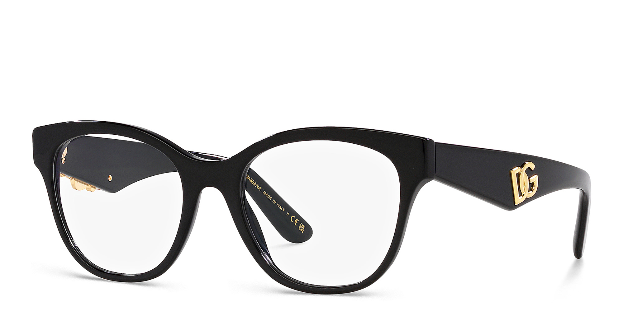 Shop Dolce & Gabbana Panthos Eyeglasses in Black online.
