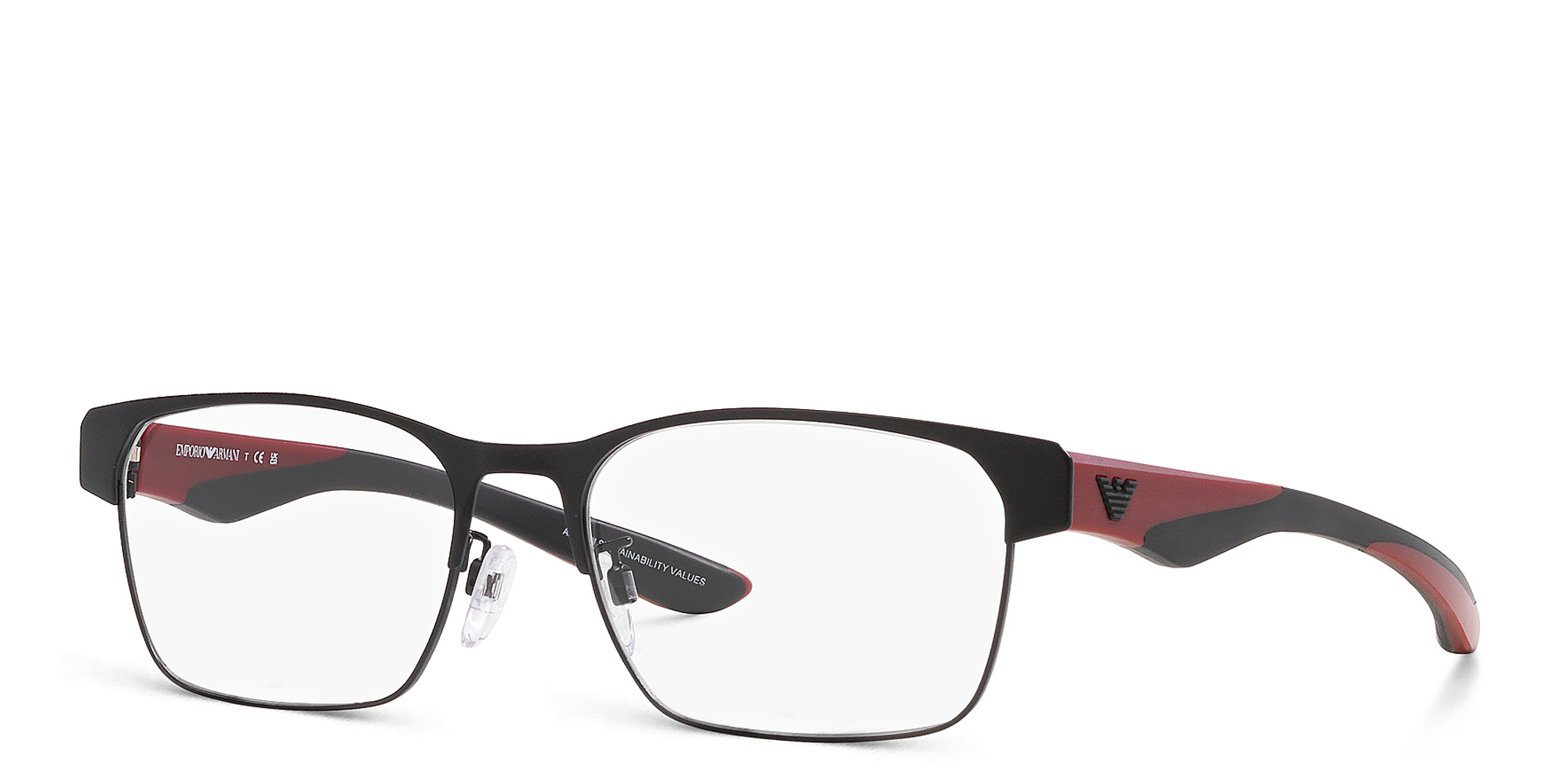 Emporio Armani Rectangle Eyeglasses in Matte Black – Product Photo 2