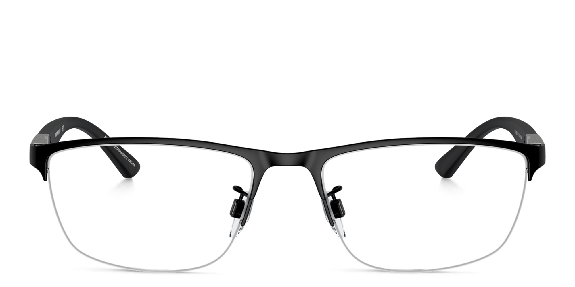 نظارات طبية بيلو بنصف إطار من امبوريو أرماني بلون أسود مطفي - صورة المنتج 1