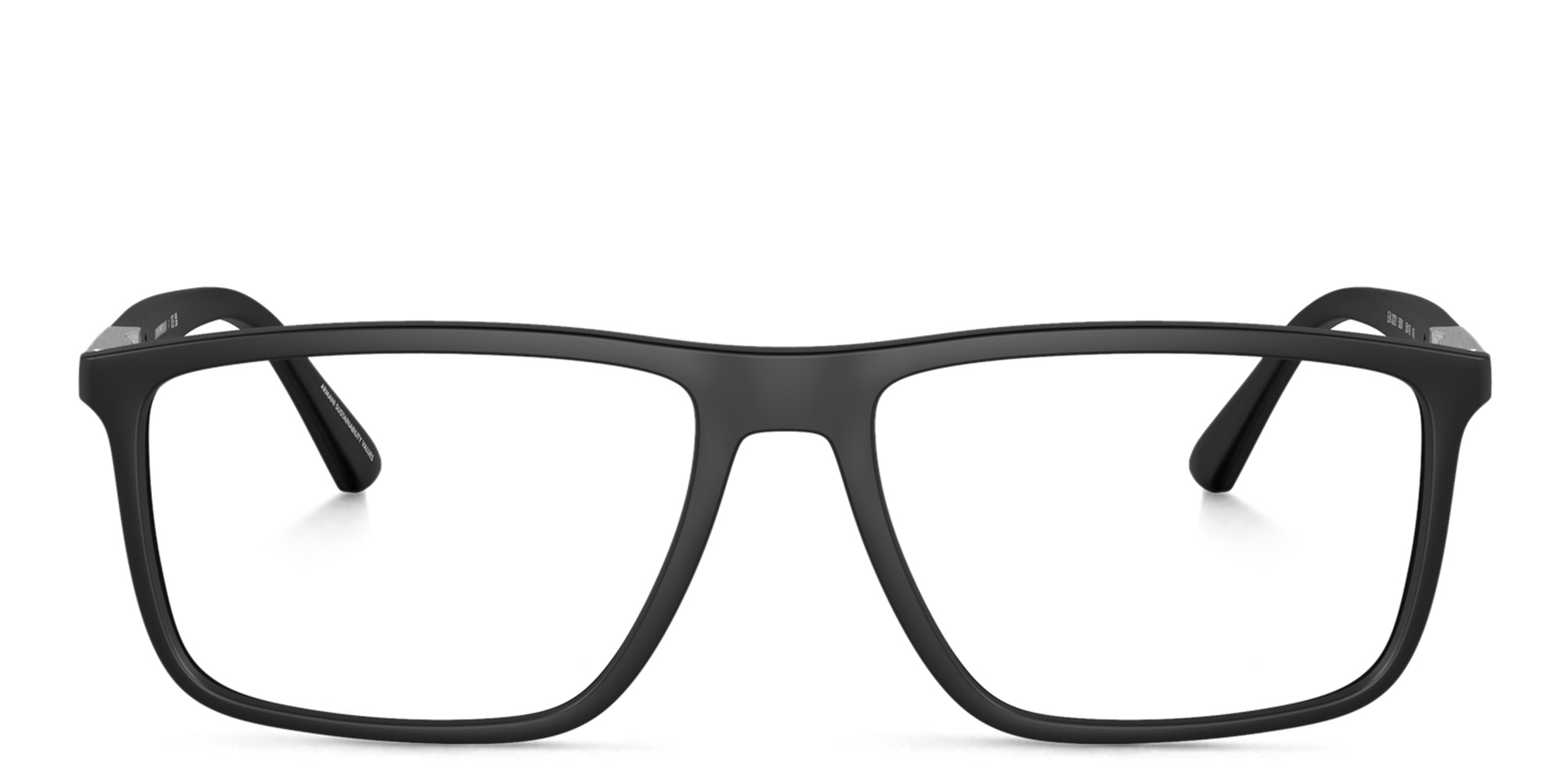 Shop Emporio Armani Rectangle Eyeglasses in Matte Black online.