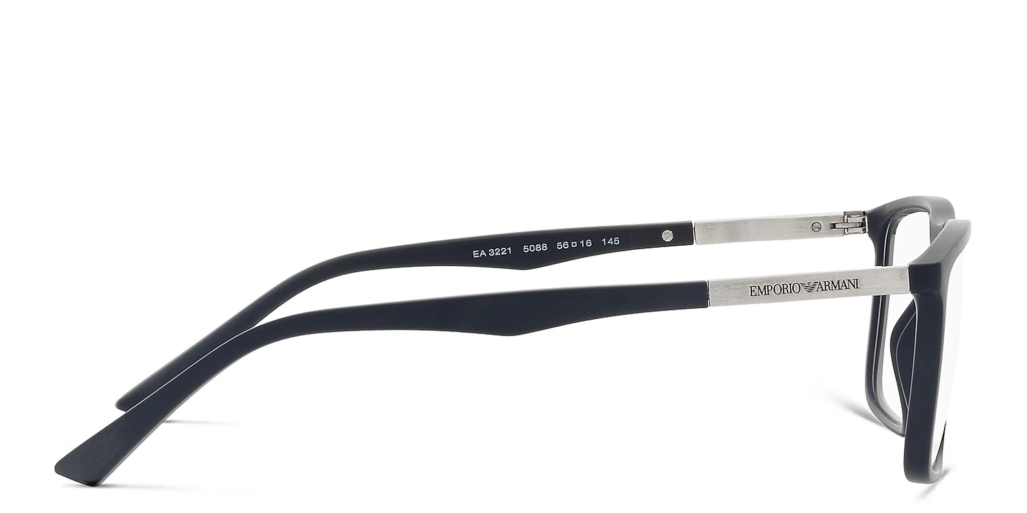 Shop Emporio Armani Wide Rectangle Eyeglasses in Matte Blue online.