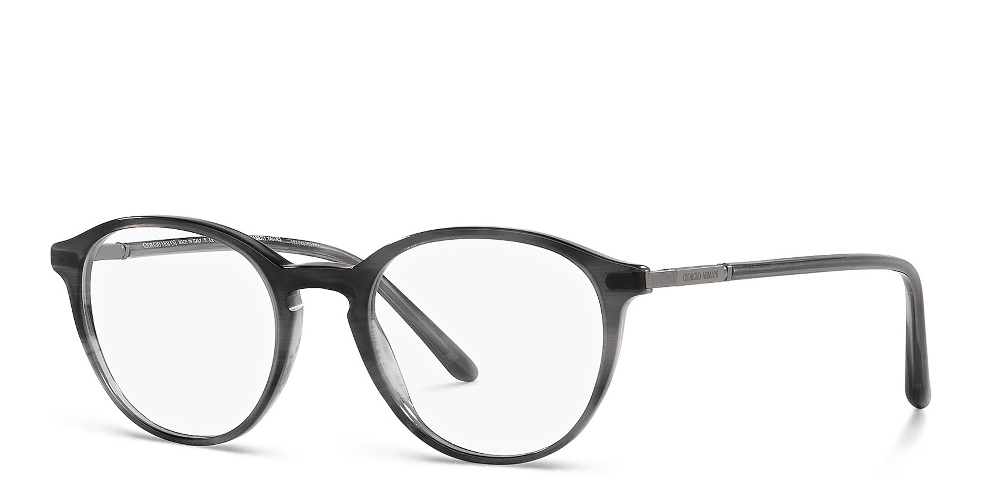 Shop GIORGIO ARMANI Panthos Eyeglasses in Striped Grey online.
