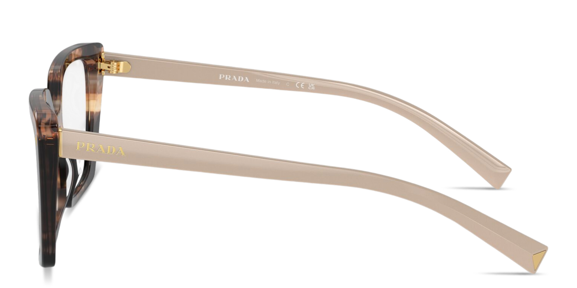 Shop PRADA Logo Signature Square Eyeglasses in Caramel Tortoise online.