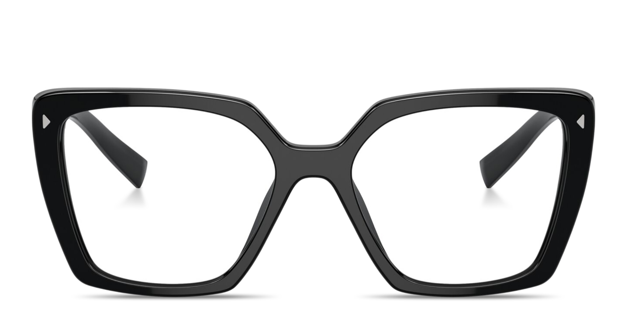 Shop PRADA Logo Signature Square Eyeglasses in Black online.