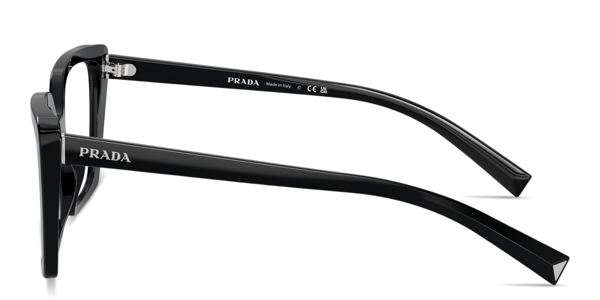 Shop PRADA Logo Signature Square Eyeglasses in Black online.