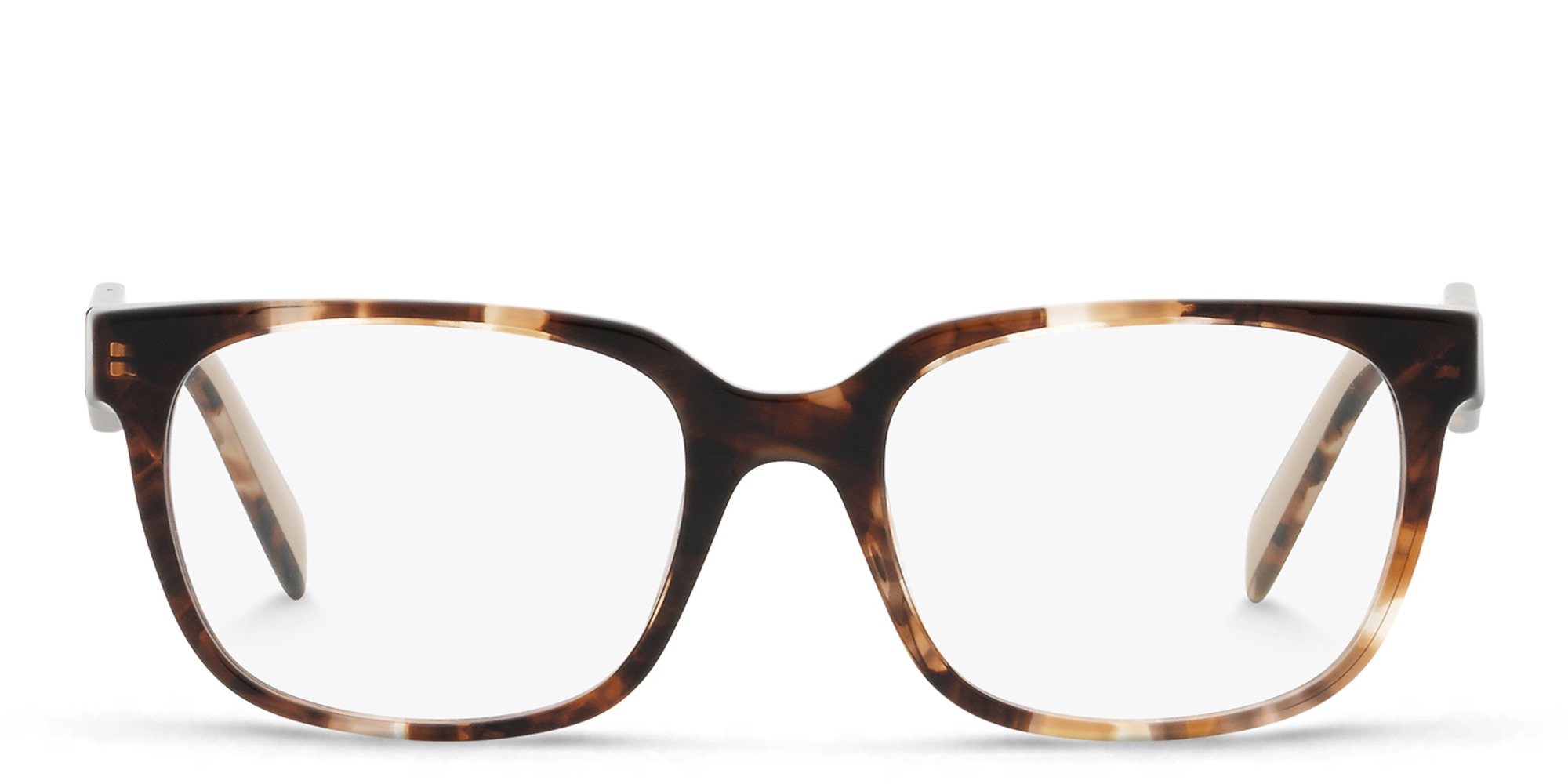Shop PRADA Rectangle Eyeglasses in Caramel Havana online.