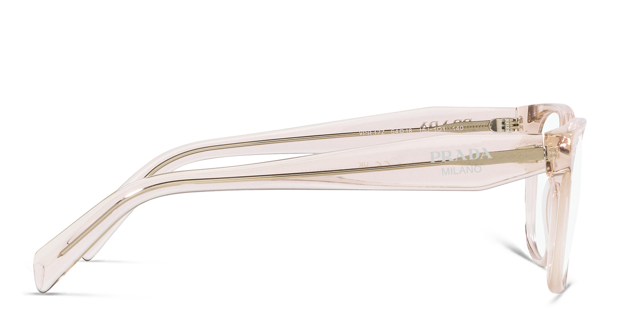 Shop PRADA Rectangle Eyeglasses in Crystal Pink online.