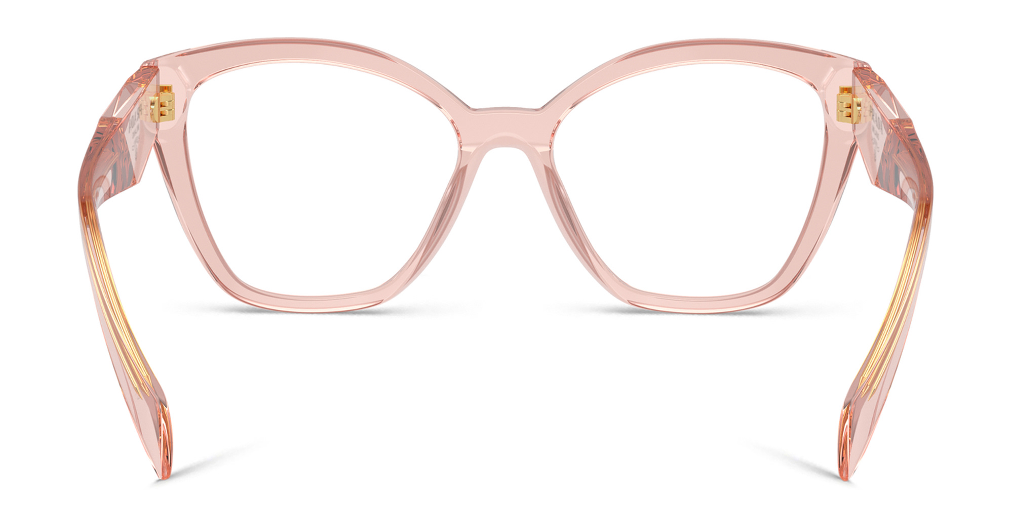 Shop PRADA Logo Cat-Eye Eyeglasses in Transparent Peach online.
