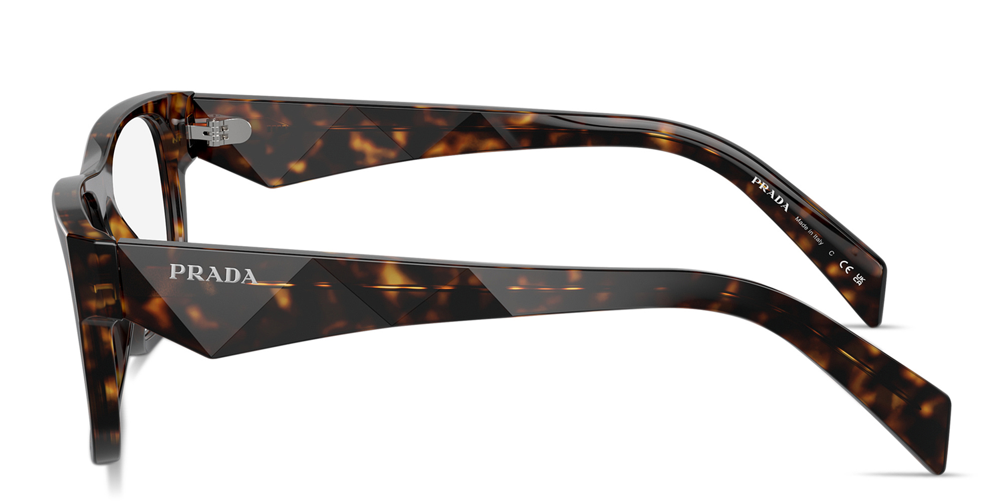 PRADA Logo-Print Pillow Eyeglasses in Havana – Product Photo 3