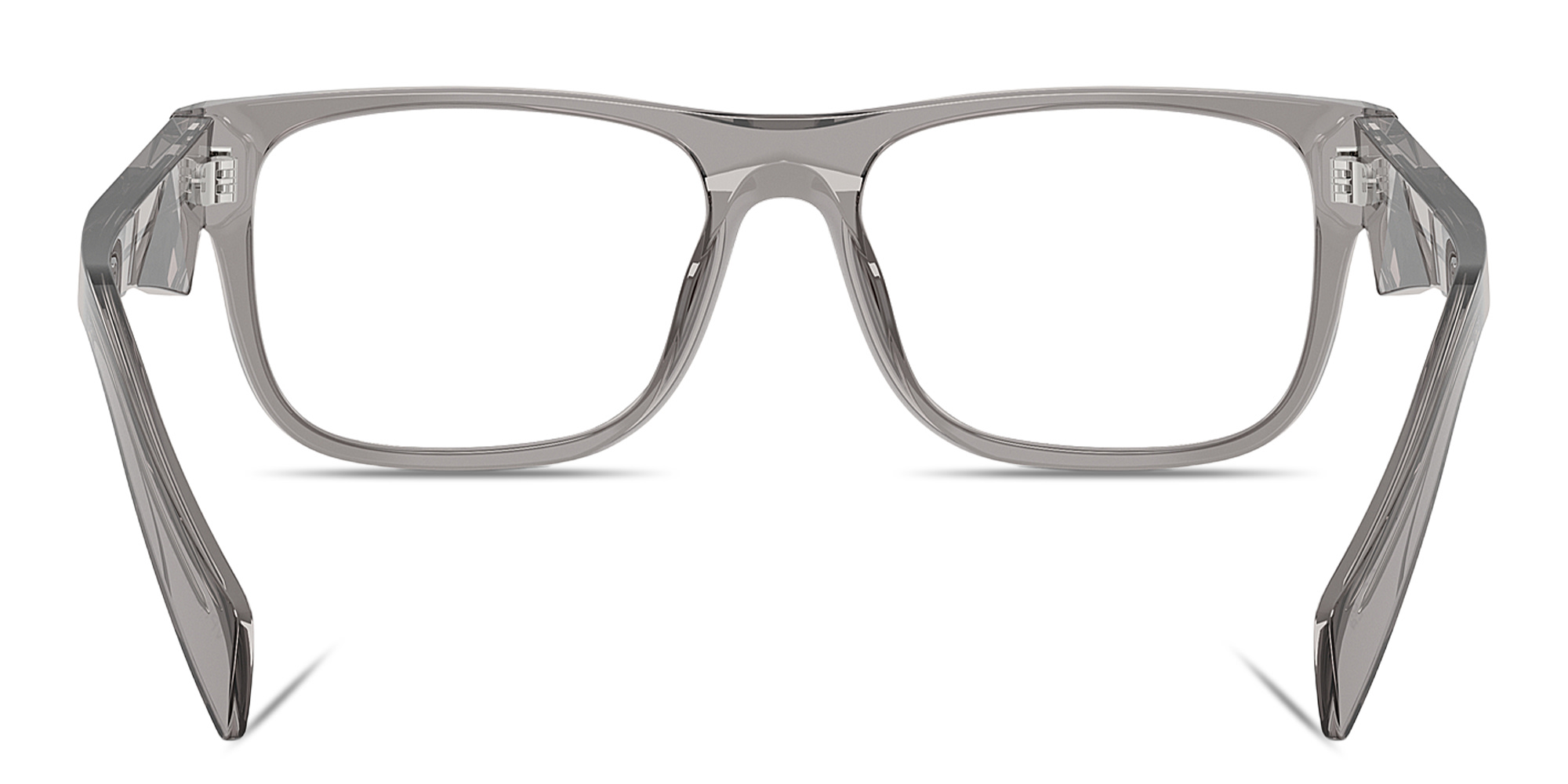 Shop PRADA Catwalk Wide Pillow Eyeglasses in Transparent Dark Grey online.
