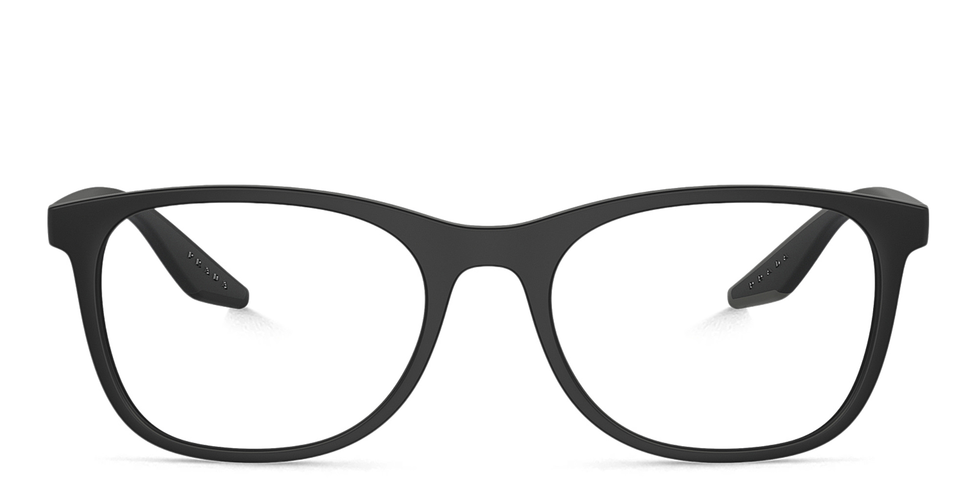 Prada Linea Rossa Logo Wide Pillow Eyeglasses in Black Rubber – Product Photo 1