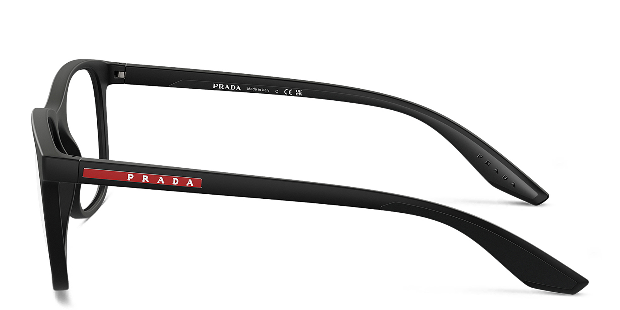 Prada Linea Rossa Logo Wide Pillow Eyeglasses in Black Rubber – Product Photo 3
