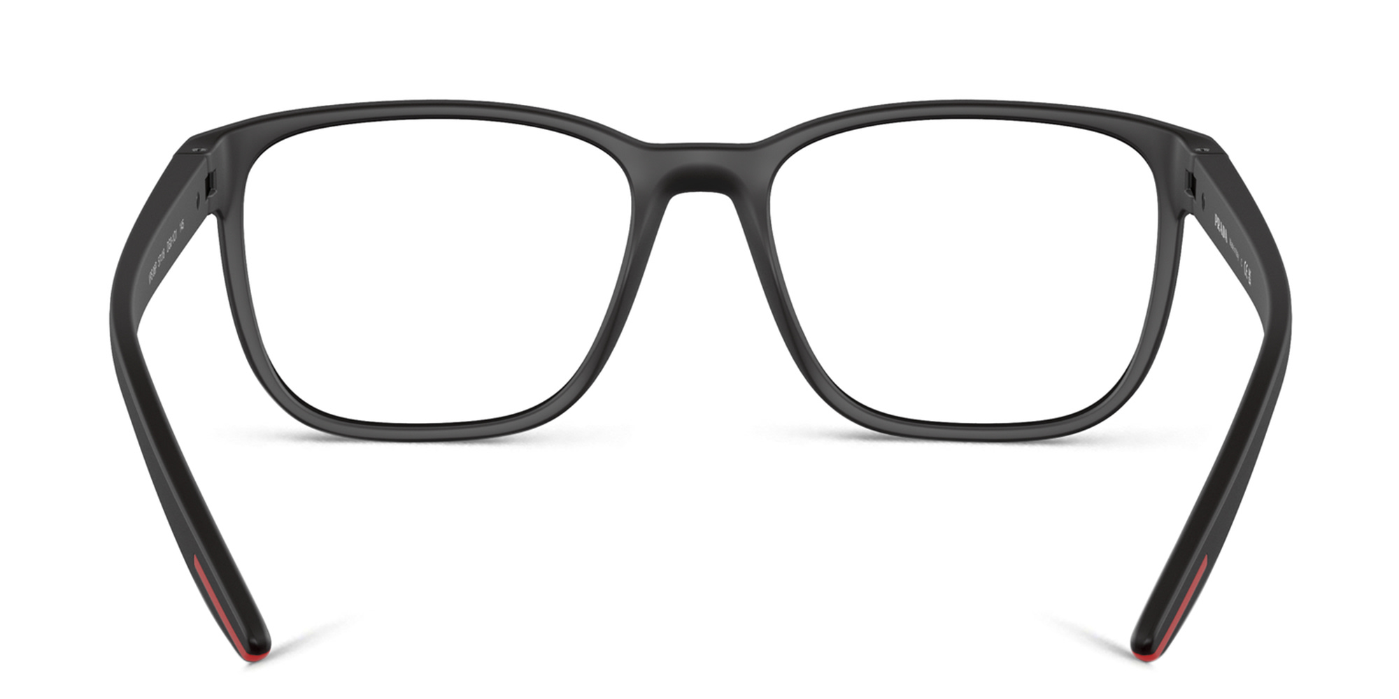 Shop Prada Linea Rossa Wide Pillow Eyeglasses in Black Rubber online.
