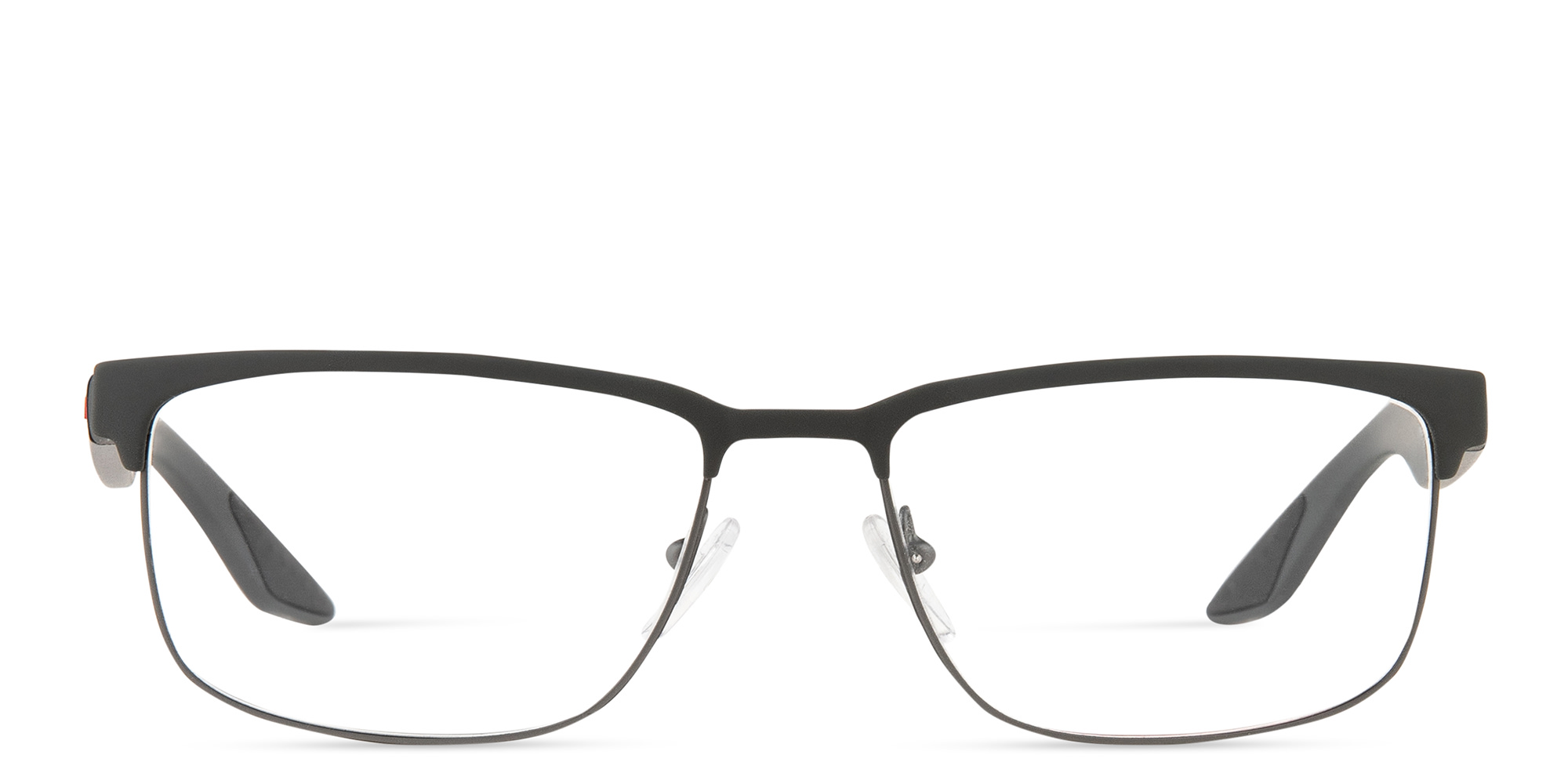 Prada Linea Rossa Wide Rectangle Eyeglasses in Grey Rubber – Product Photo 1