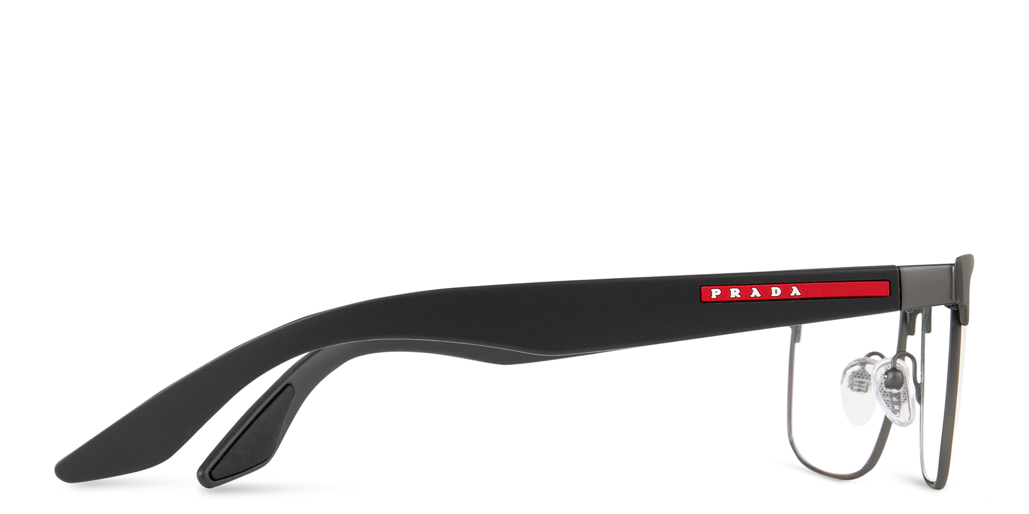 Prada Linea Rossa Wide Rectangle Eyeglasses in Grey Rubber – Product Photo 4