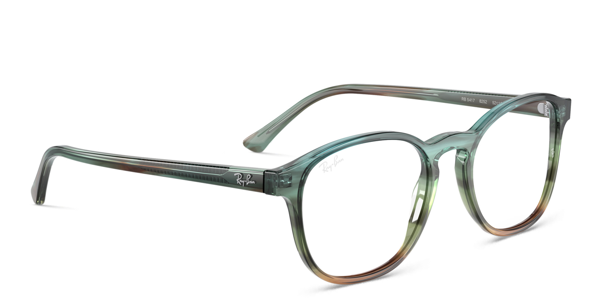 Shop Ray-Ban Unisex Panthos Eyeglasses in Striped Blue & Green online.