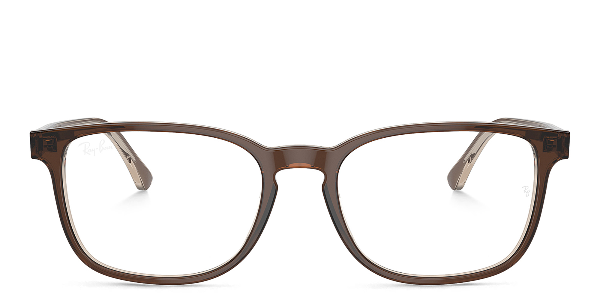 Ray-Ban Optics Unisex Pillow Eyeglasses in Brown On Transparent Light Brown – Product Photo 1