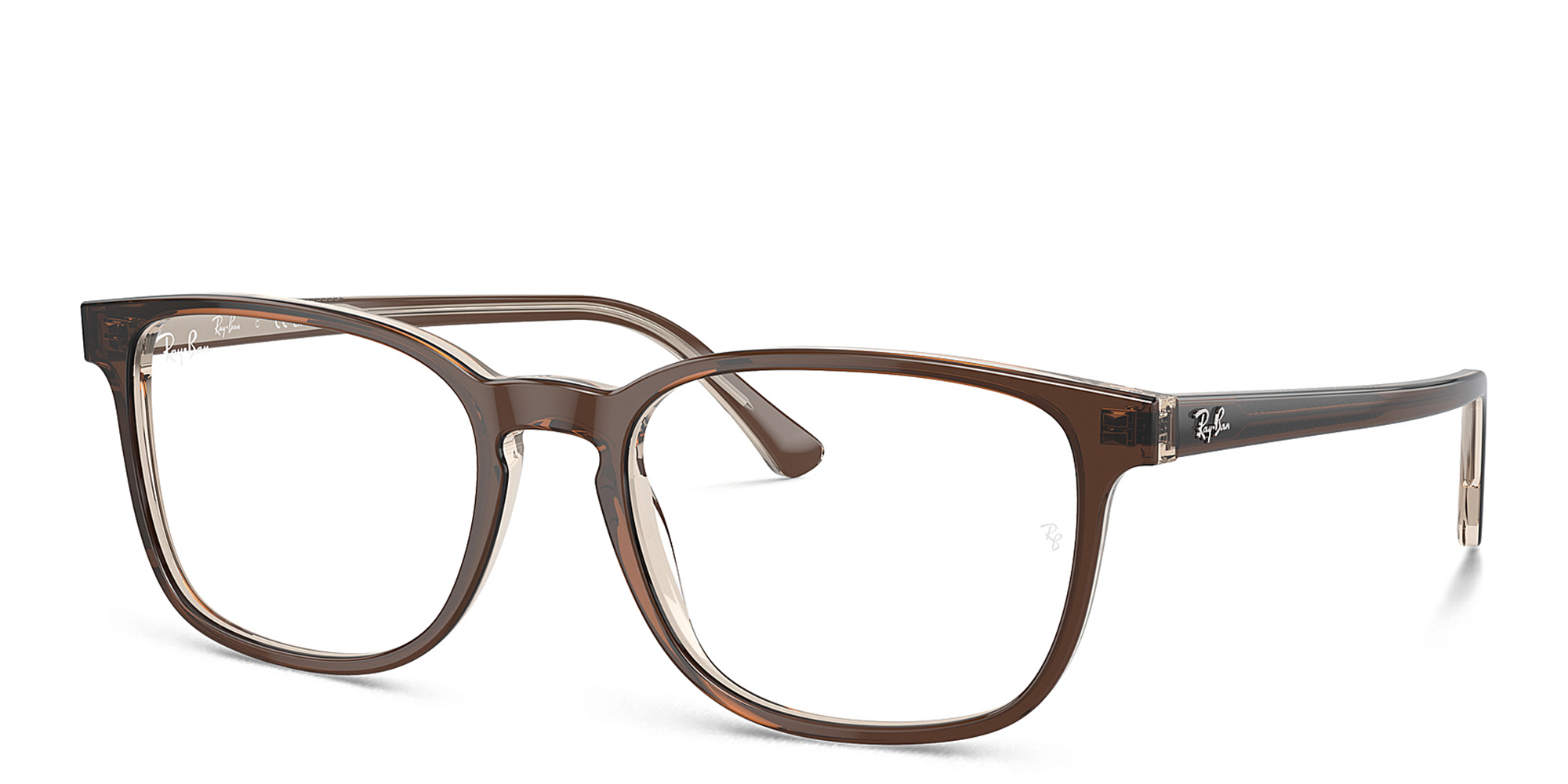 Ray-Ban Optics Unisex Pillow Eyeglasses in Brown On Transparent Light Brown – Product Photo 2