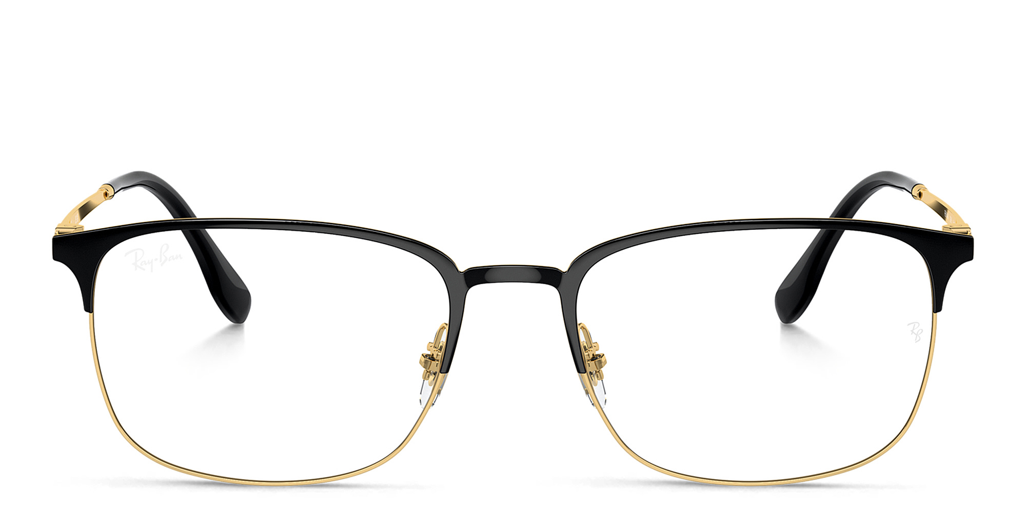 Shop Ray-Ban Optics Unisex Pillow Eyeglasses in Black On Gold online.