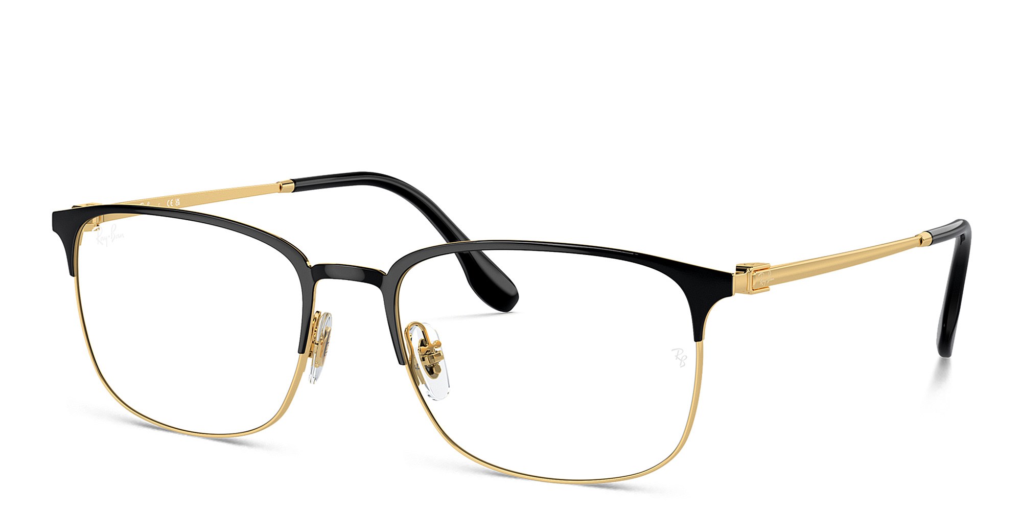 Shop Ray-Ban Optics Unisex Pillow Eyeglasses in Black On Gold online.