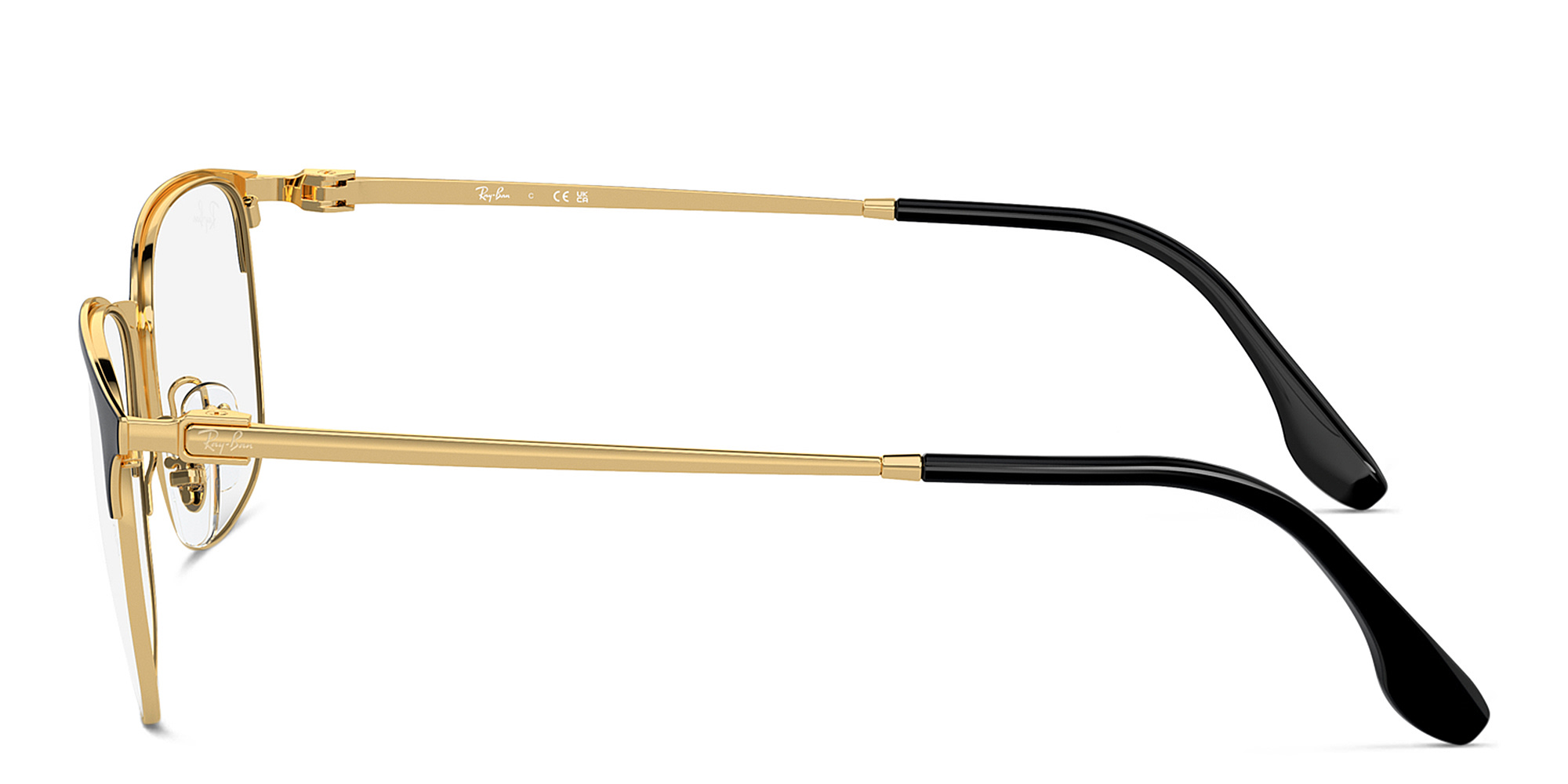 Shop Ray-Ban Optics Unisex Pillow Eyeglasses in Black On Gold online.