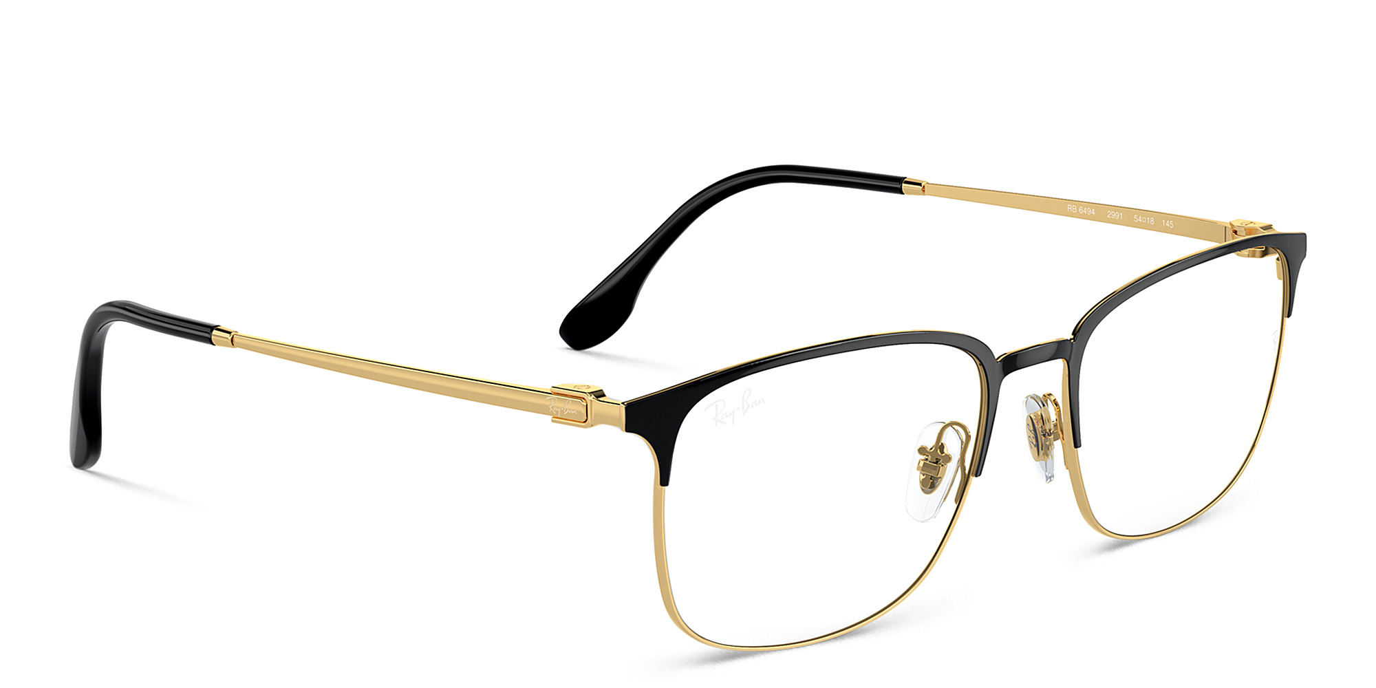 Shop Ray-Ban Optics Unisex Pillow Eyeglasses in Black On Gold online.