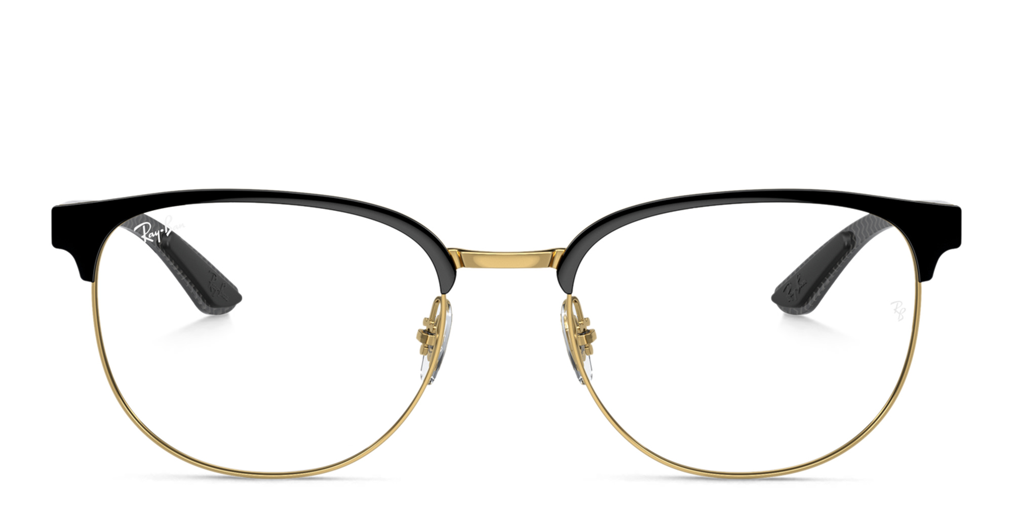 Shop Ray-Ban Unisex Irregular Eyeglasses in Black On Gold online.