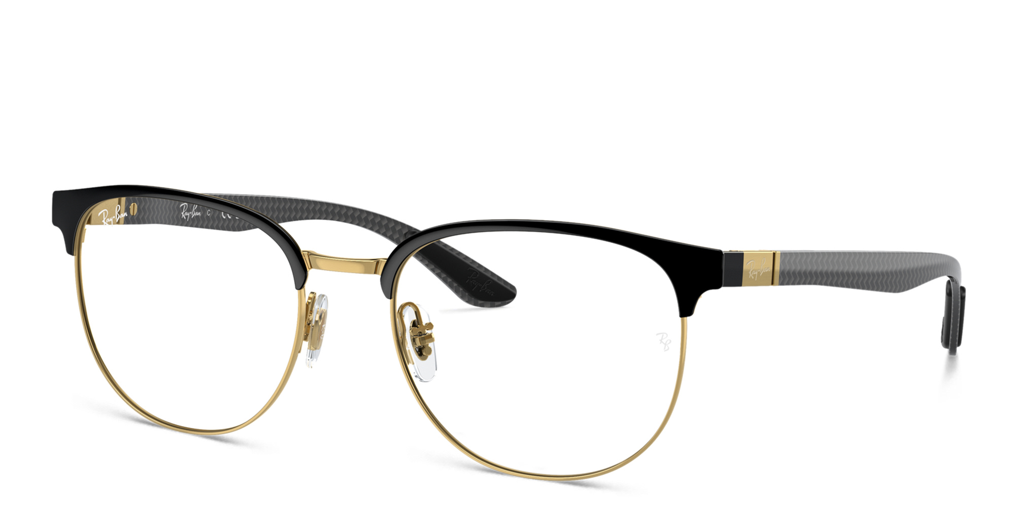 Shop Ray-Ban Unisex Irregular Eyeglasses in Black On Gold online.