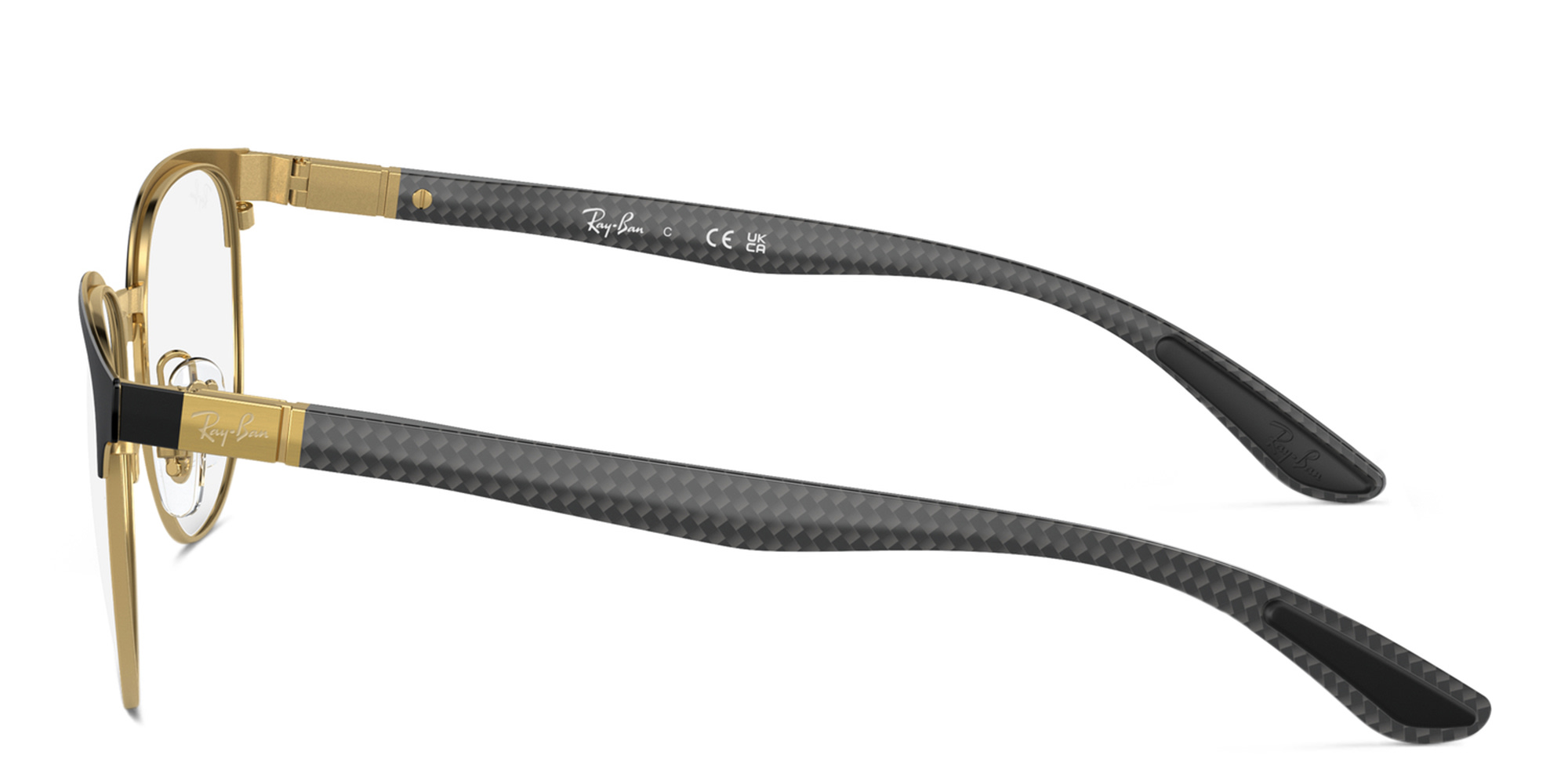 Shop Ray-Ban Unisex Irregular Eyeglasses in Black On Gold online.