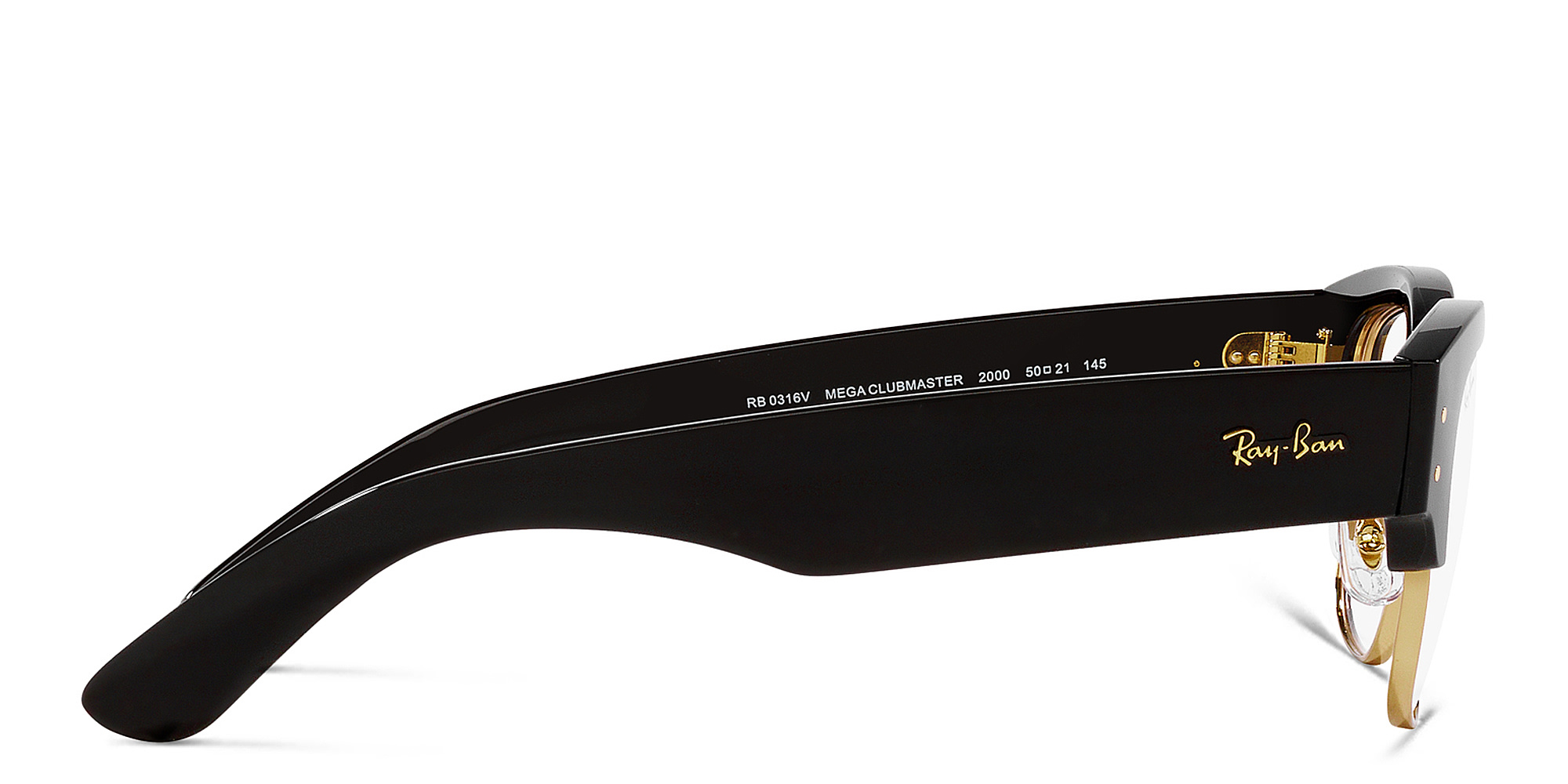 Shop Ray-Ban Mega Clubmaster Unisex Square Eyeglasses in Black online.