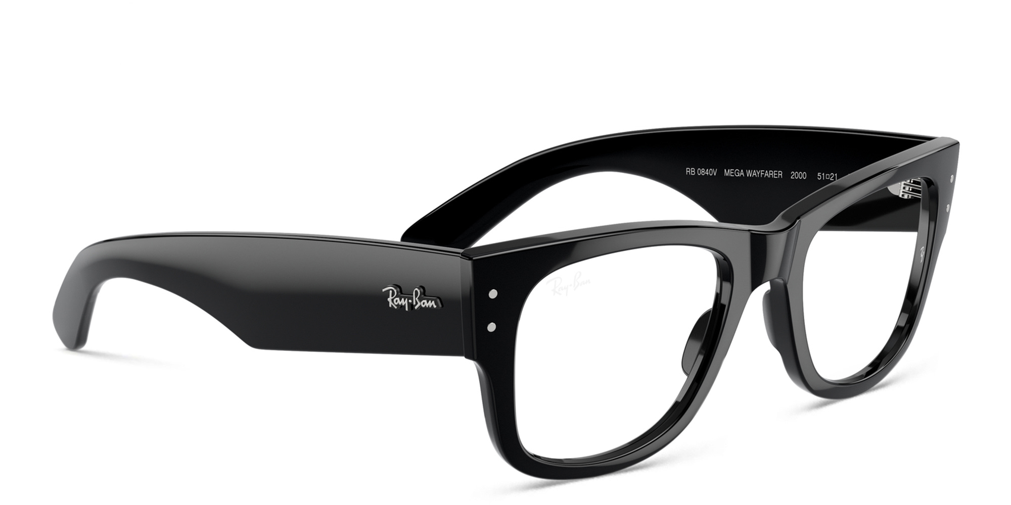 Shop Ray-Ban Mega Wayfarer Unisex Square Eyeglasses in Black online.