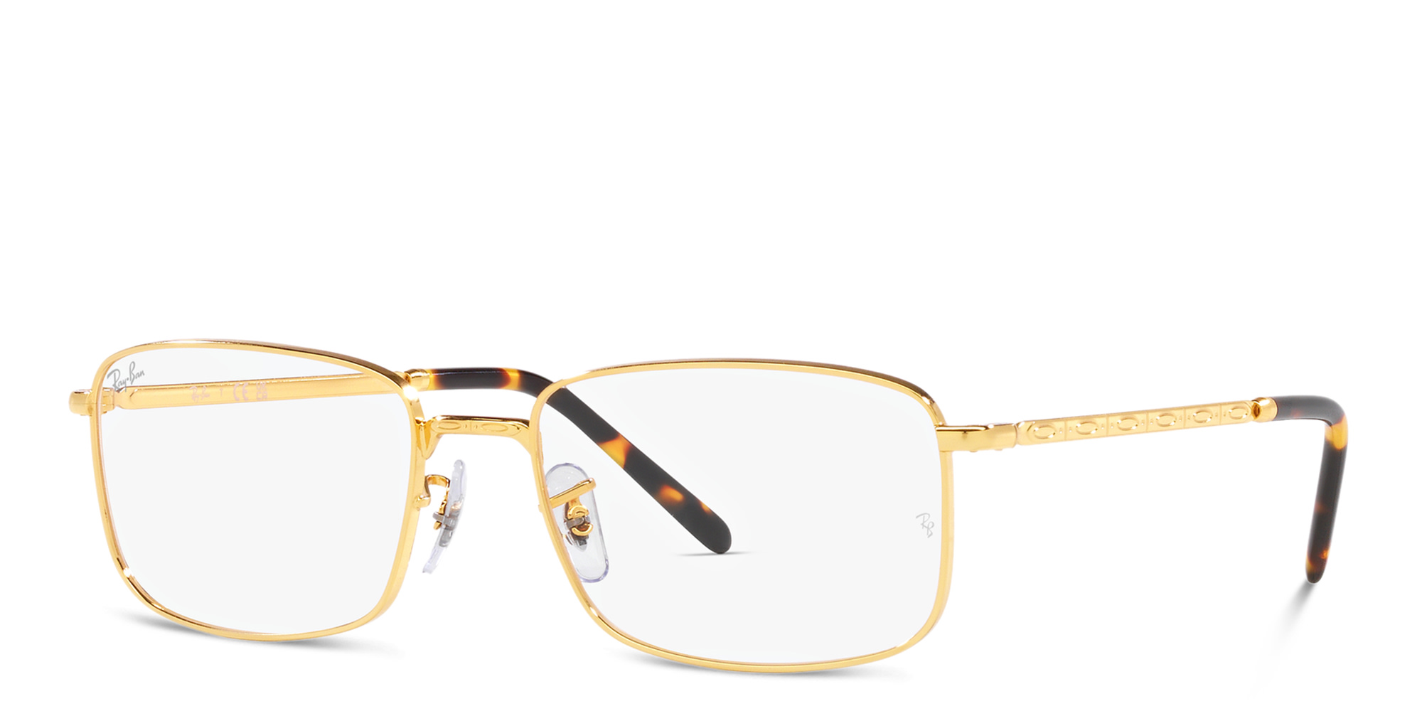 Shop Ray-Ban Unisex Rectangle Eyeglasses in Gold online.