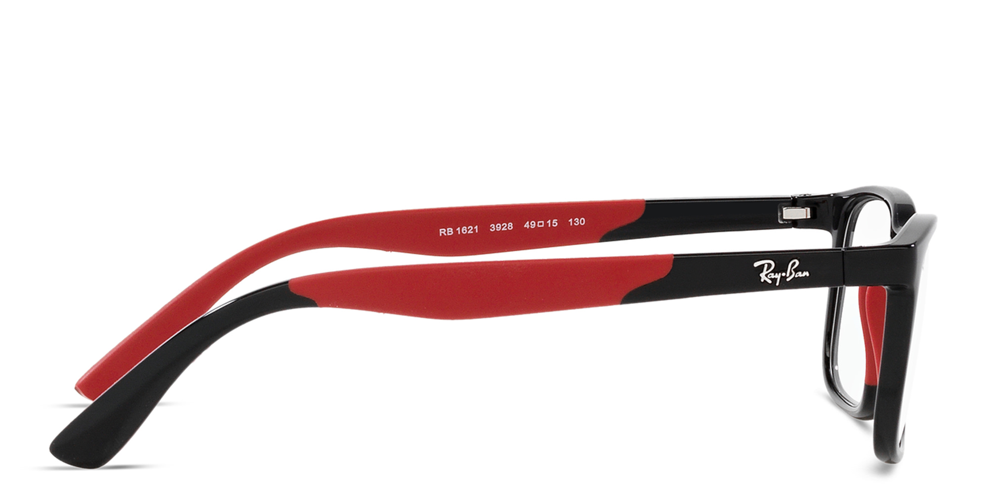 Shop Ray-Ban Junior Kids Rectangle Eyeglasses in Black On Red online.