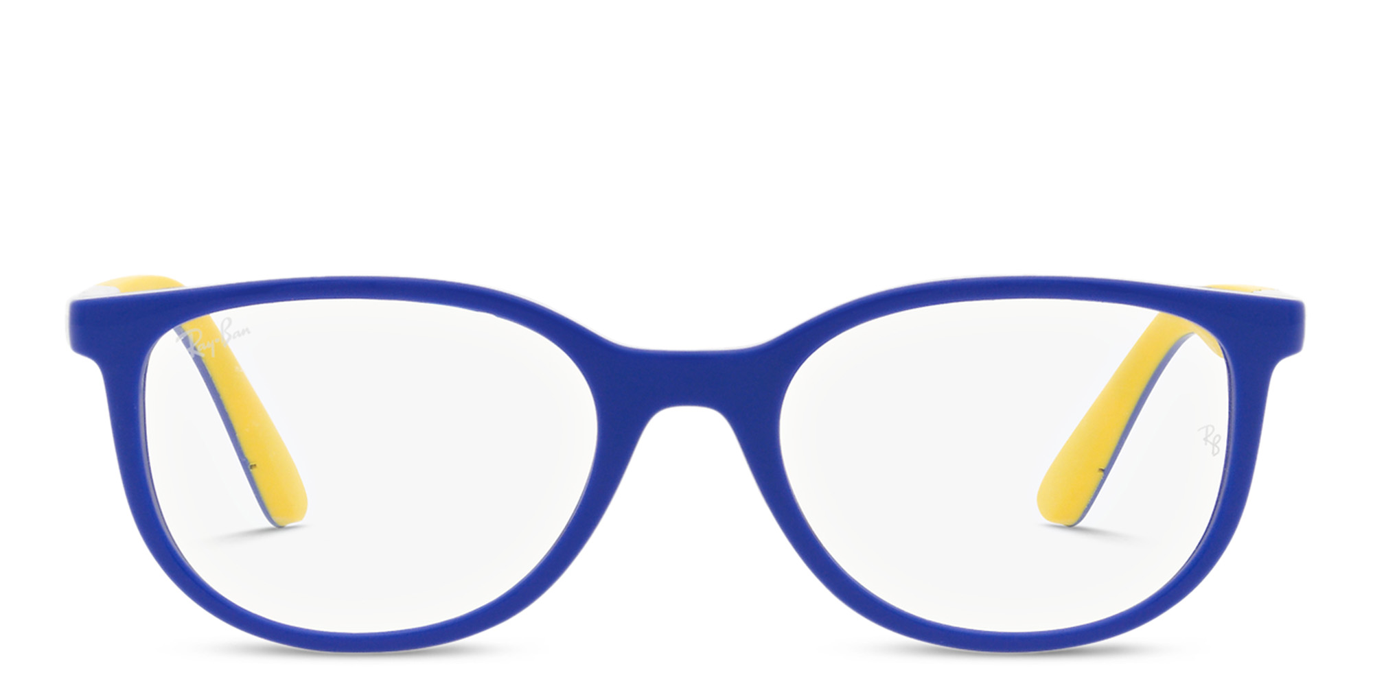 Shop Ray-Ban Junior Kids Pillow Eyeglasses in Blue On Yellow online.