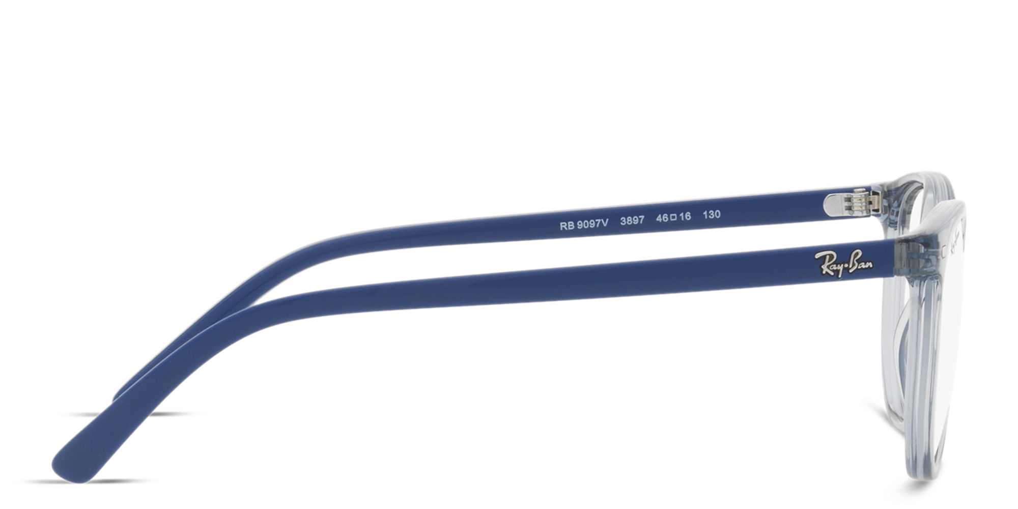 Shop Ray-Ban Junior Elliot Kids Irregular Eyeglasses in Transparent Blue online.