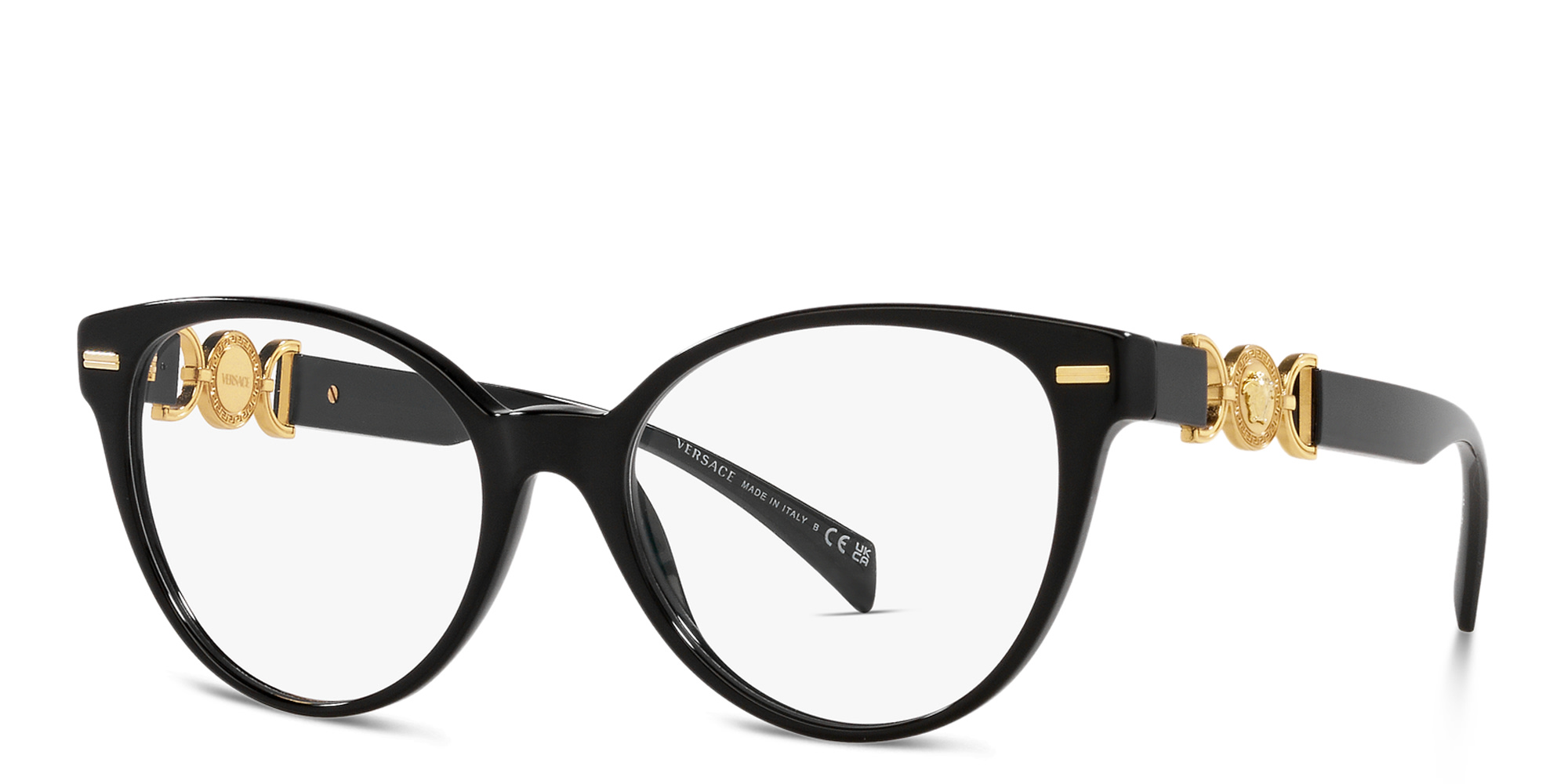 VERSACE Medusa Wide Cat-Eye Eyeglasses in Black – Product Photo 2