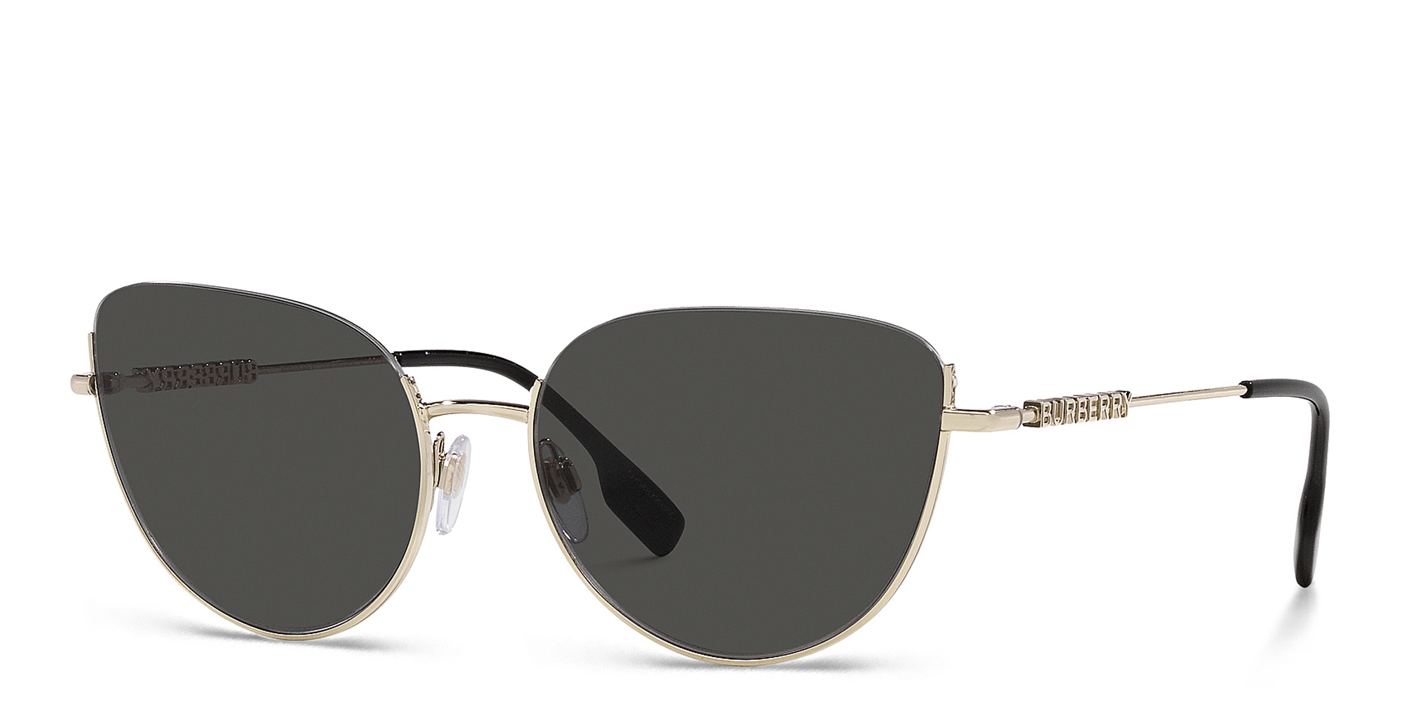 Shop BURBERRY Half-Rim Cat-Eye Sunglasses in Light Gold online.
