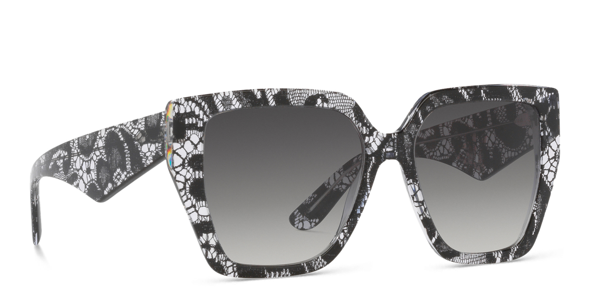 Shop Dolce & Gabbana Square Sunglasses in Black Lace online.