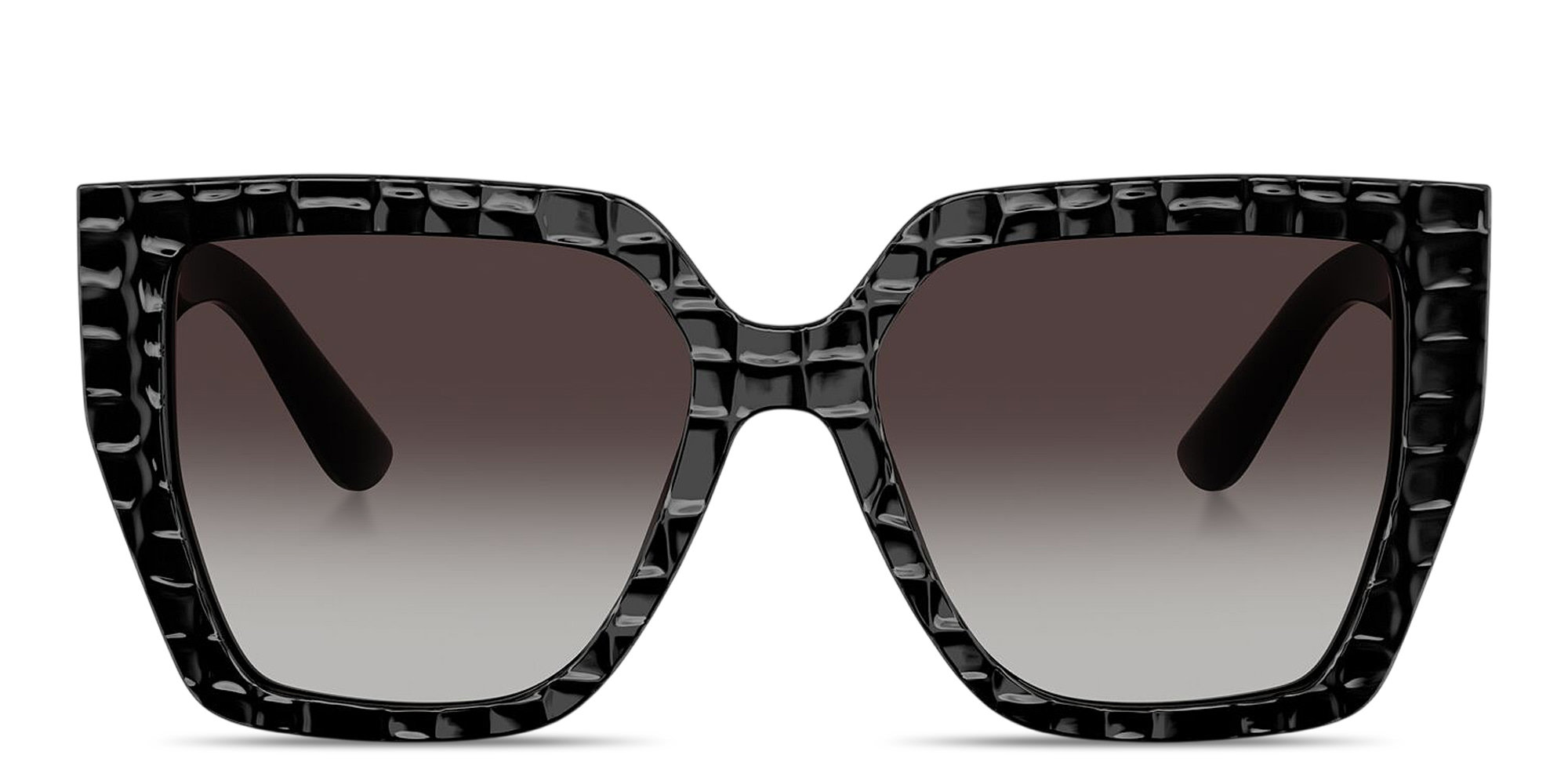 Shop Dolce & Gabbana DG Motif Square Sunglasses in Black Texture Cocco online.