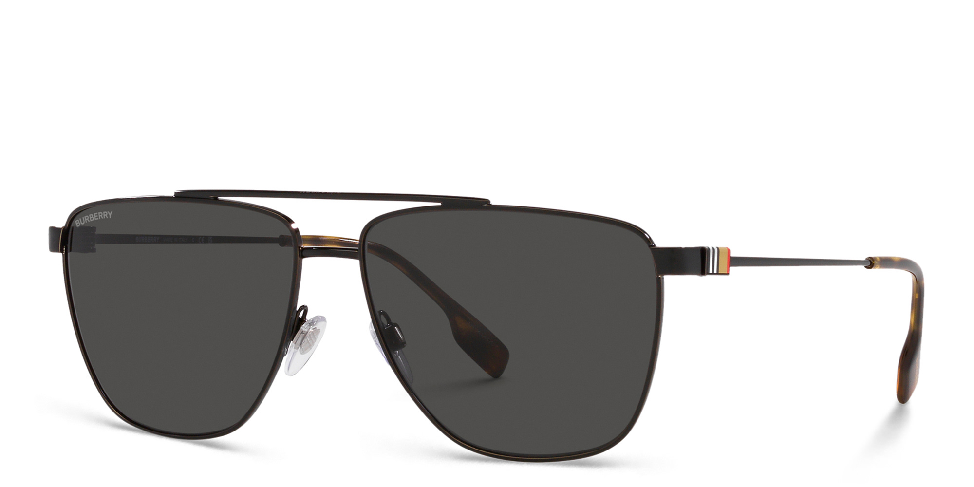 Shop BURBERRY Wide Aviator Sunglasses in Black online.