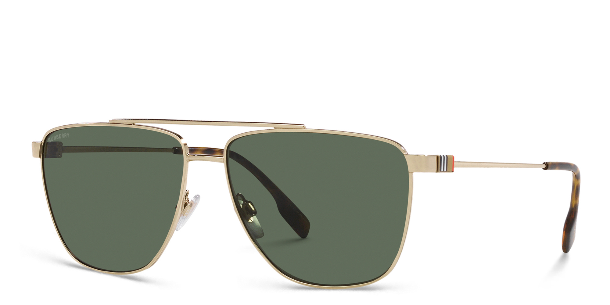 Shop BURBERRY Wide Pilot Sunglasses in Light Gold online.