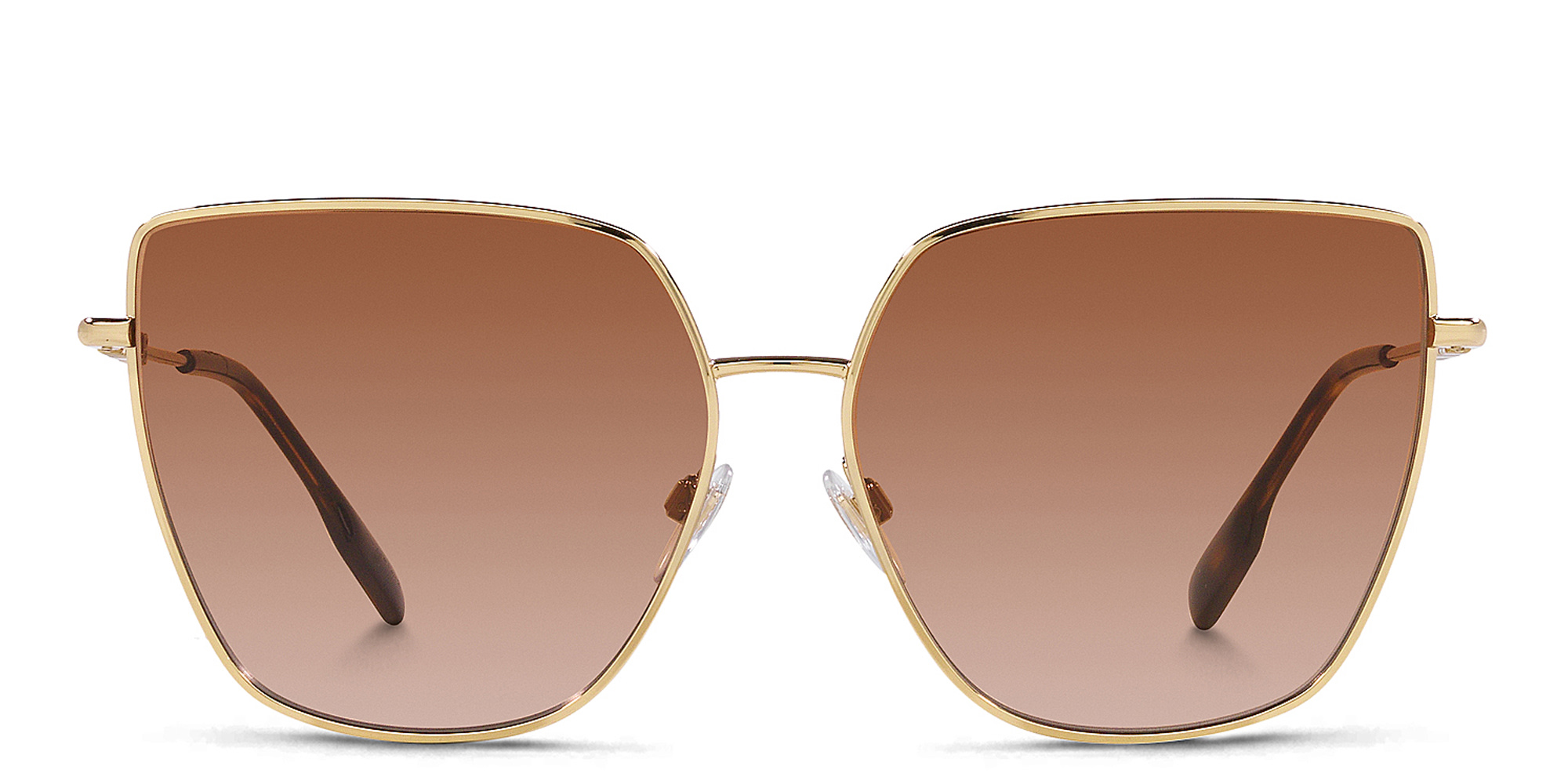 Shop BURBERRY Oversized Irregular Sunglasses in Light Gold online.