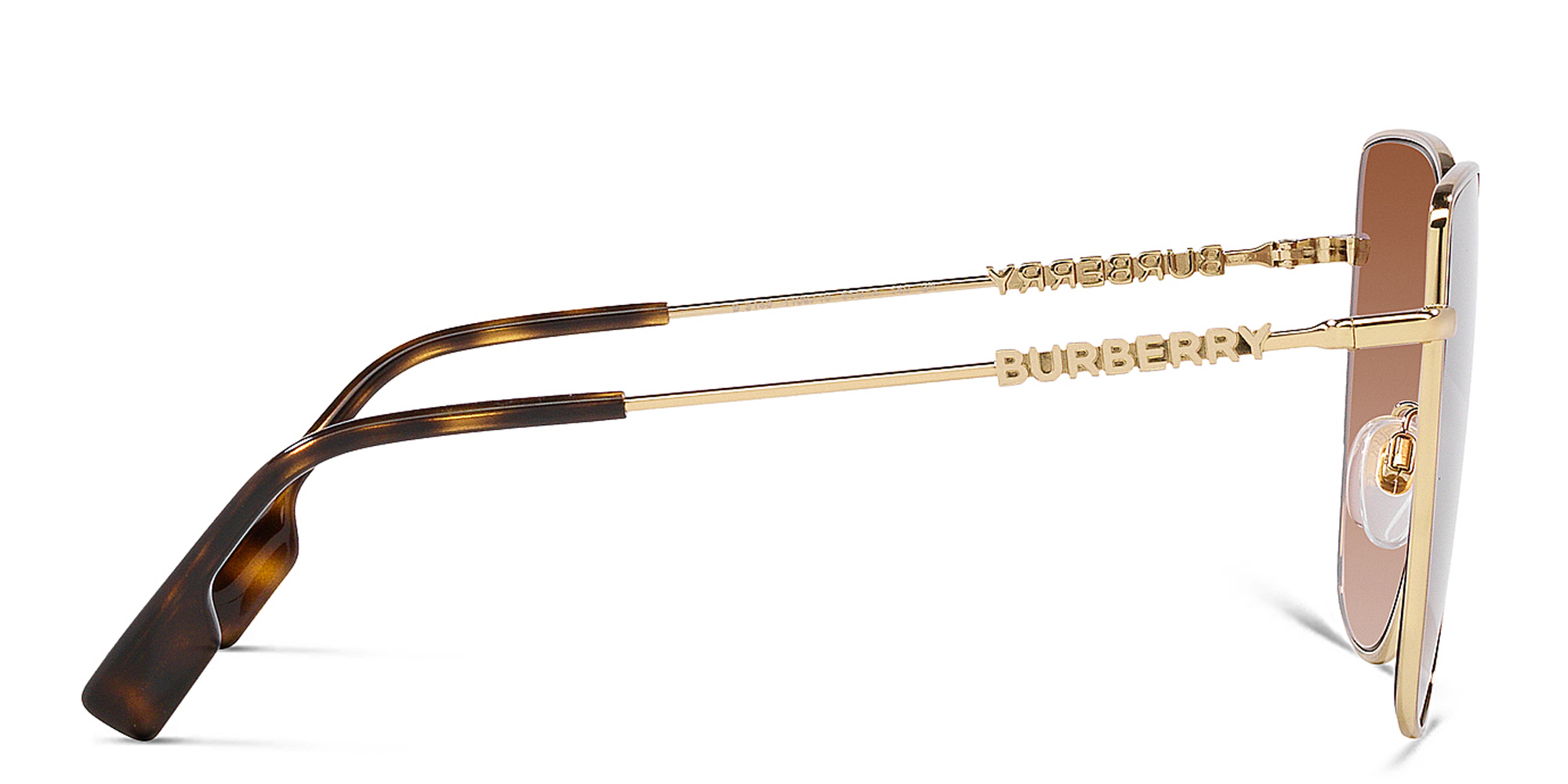 Shop BURBERRY Oversized Irregular Sunglasses in Light Gold online.