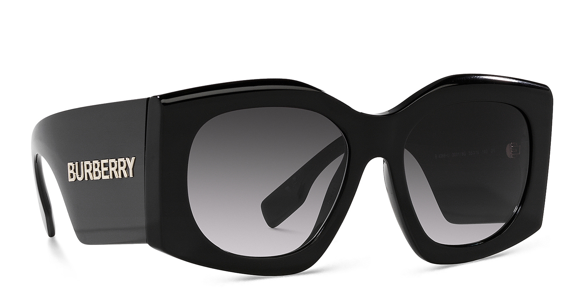نظارات شمسية غير منتظمة كبيرة من بربري بلون أسود - صورة المنتج 2