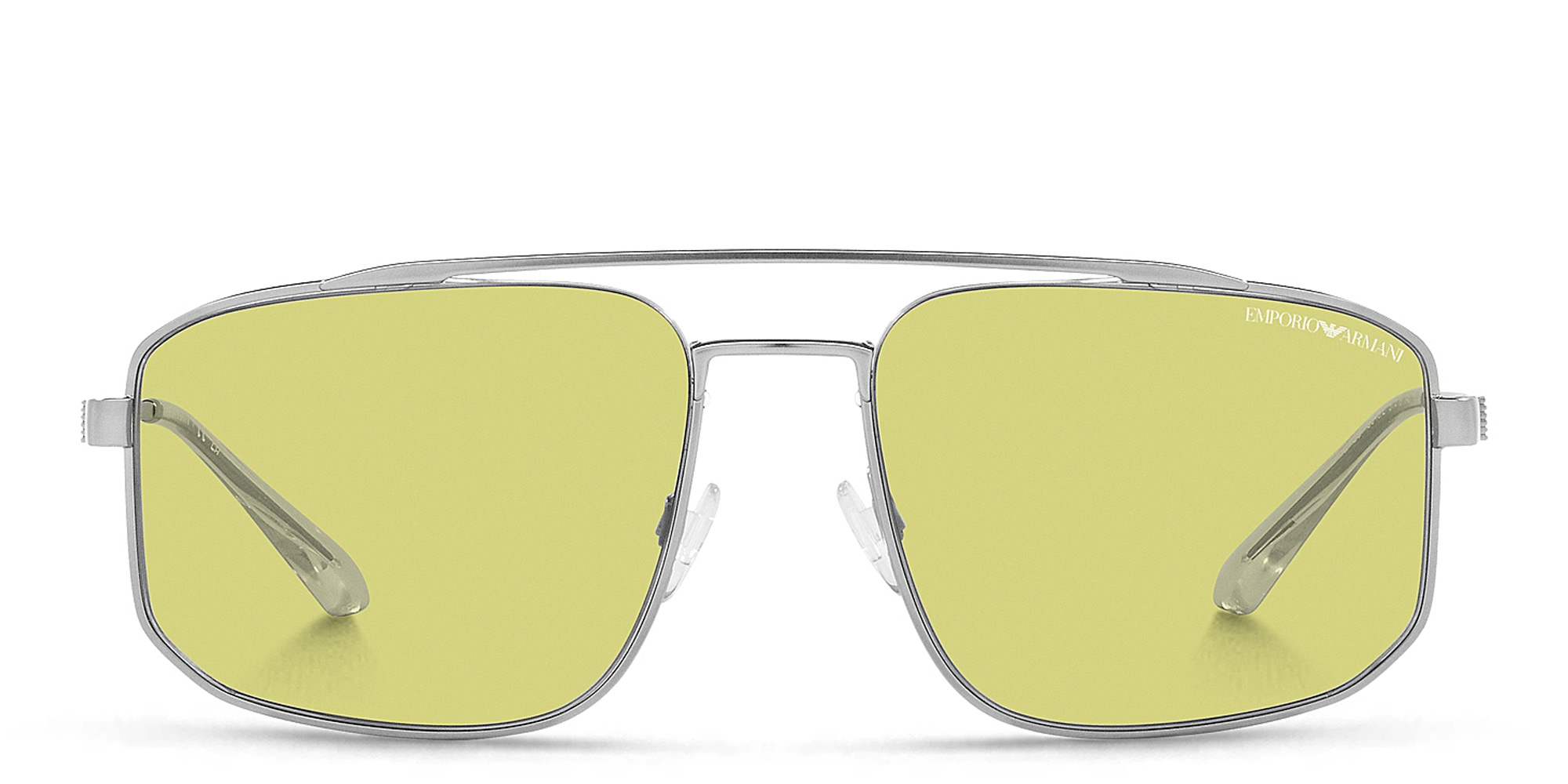 Shop Emporio Armani Logo Square Sunglasses in Matte Silver online.