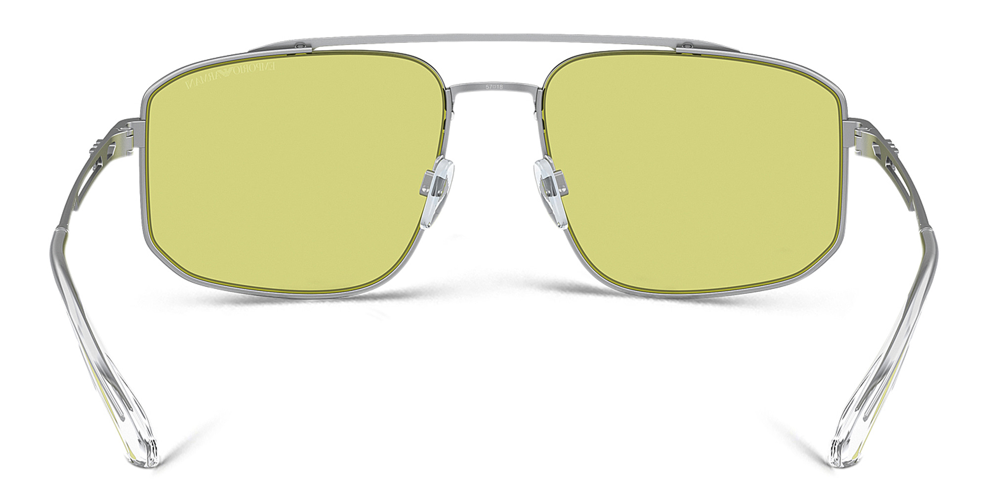 Shop Emporio Armani Logo Square Sunglasses in Matte Silver online.